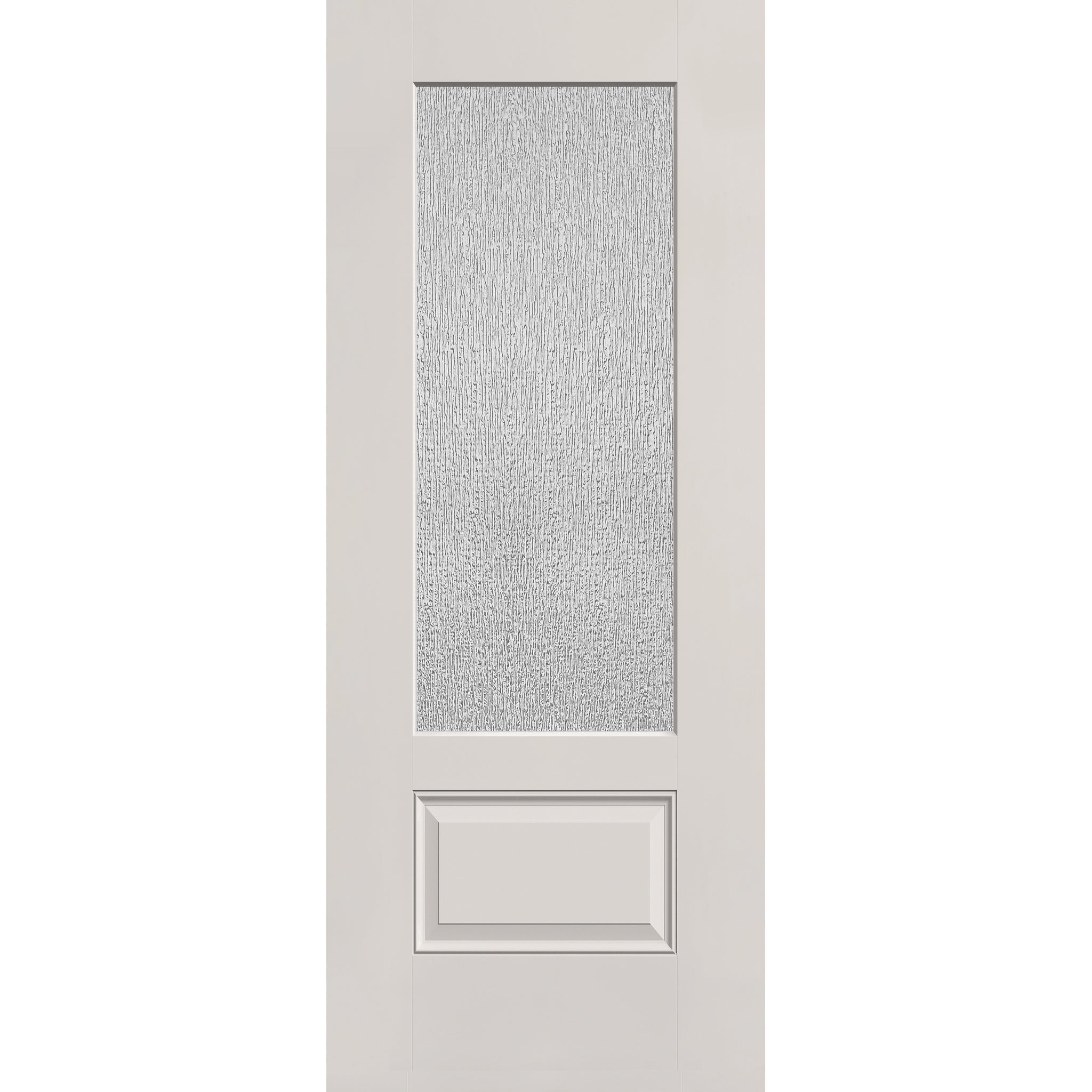 Rain flush glazed hurricane-rated fiberglass entry door, 3/4 lite, 32" x 80", white satin smooth finish