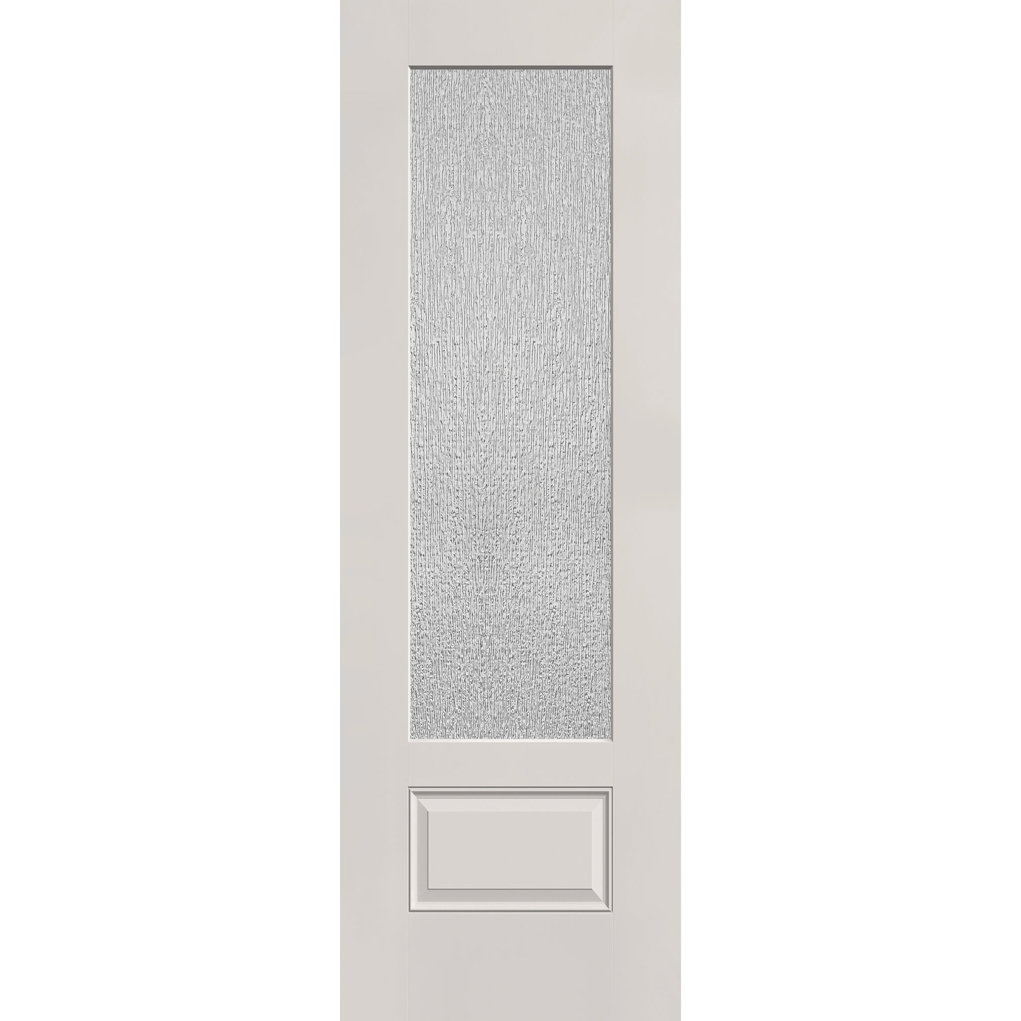 Rain flush glazed hurricane-rated fiberglass entry door, 3/4 lite, 32" x 96", white satin smooth finish