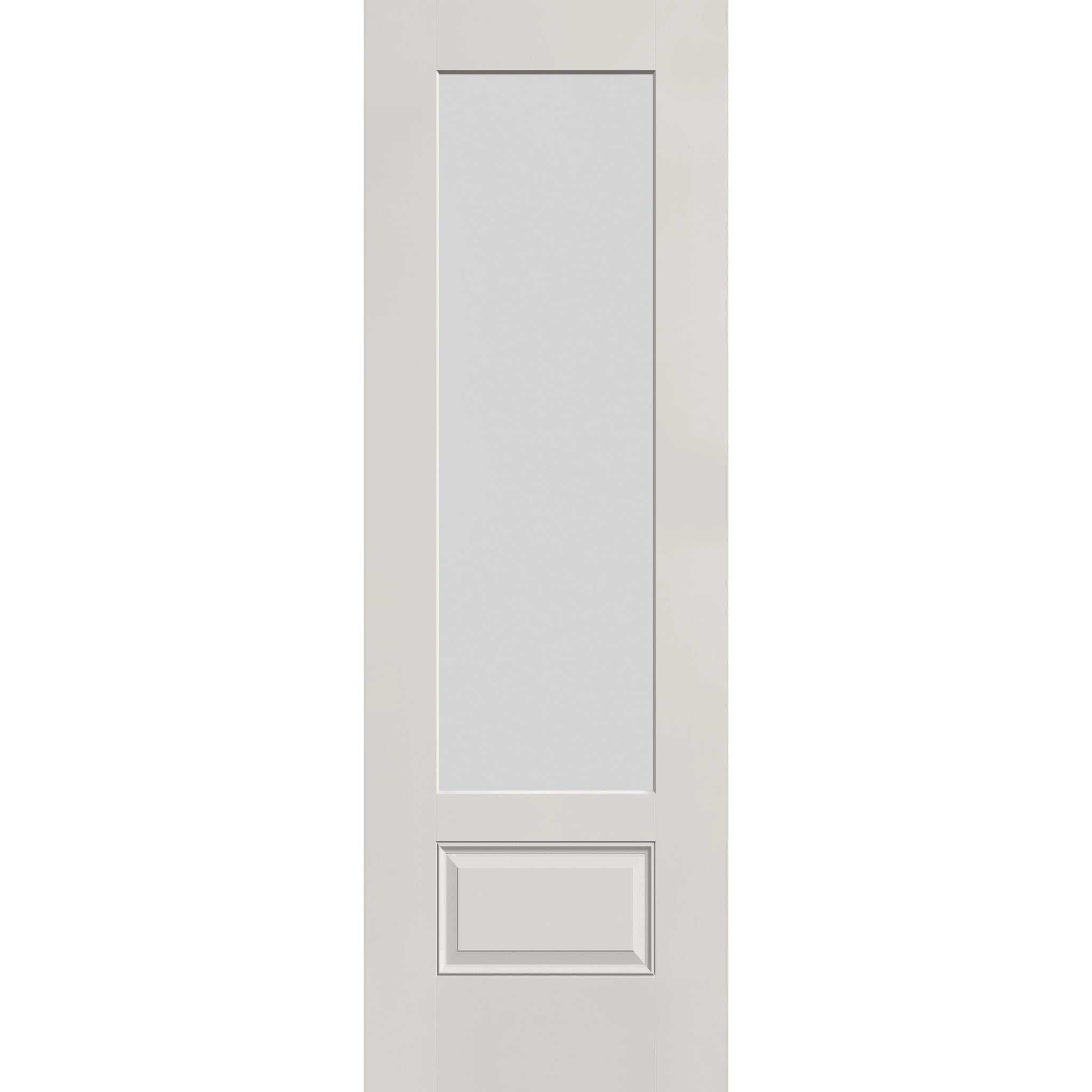 Frost flush glazed fiberglass entry door, 3/4 lite, 32" x 96", white satin smooth finish
