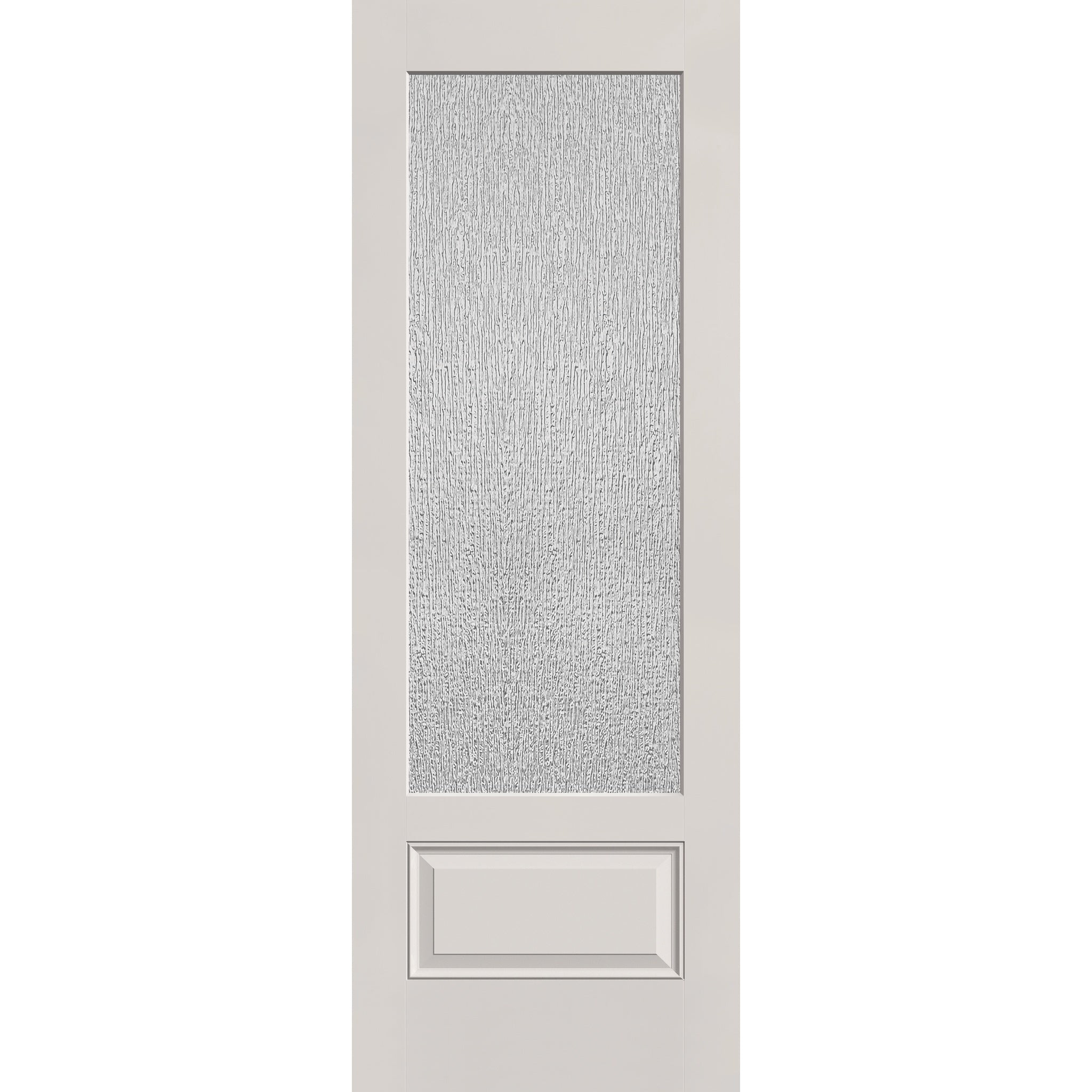 Rain flush glazed hurricane-rated fiberglass entry door, 3/4 lite, 34" x 96", white satin smooth finish