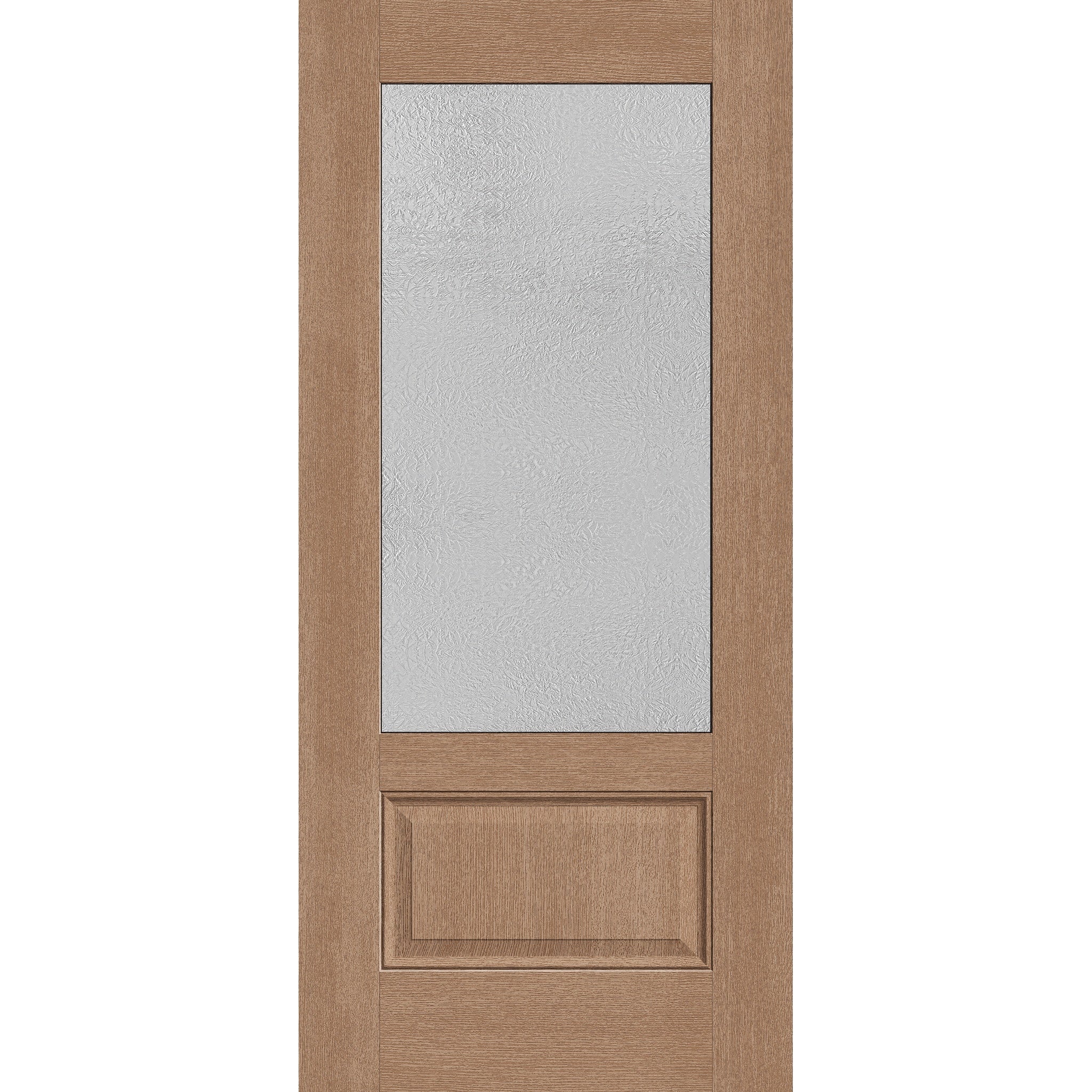 Micro-Granite flush glazed fiberglass entry door, 3/4 lite, 36" x 80", tan woodgrain finish