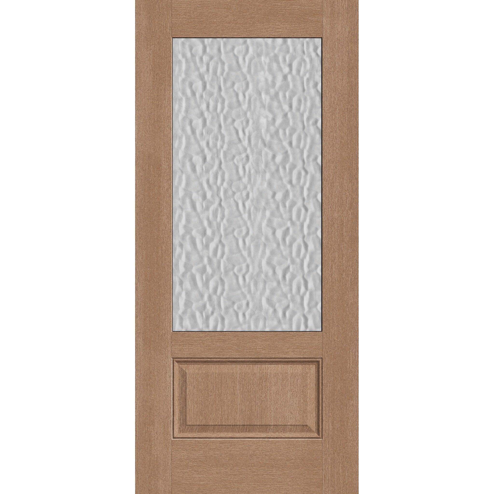 Vapor flush glazed fiberglass entry door, 3/4 lite, 36" x 80", tan woodgrain finish