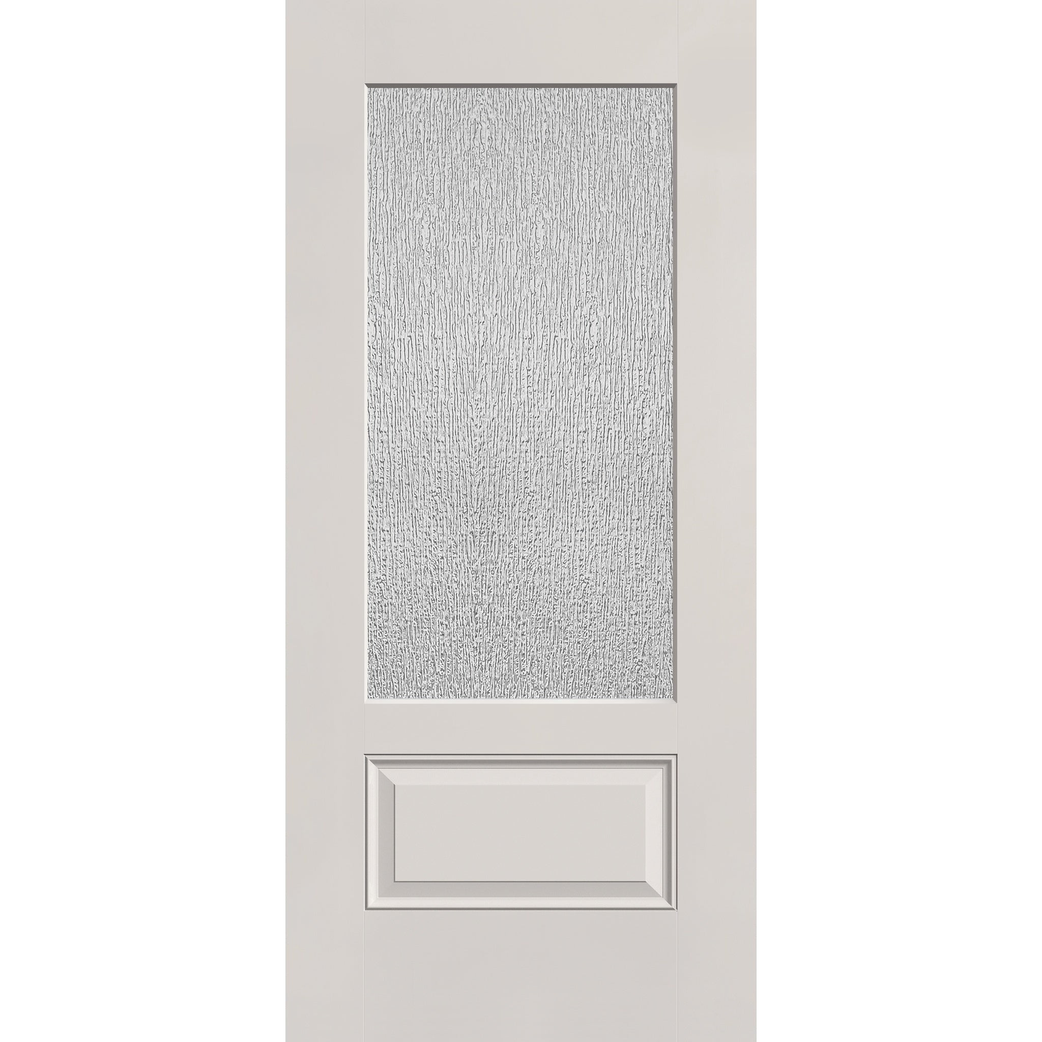 Rain flush glazed fiberglass entry door, 3/4 lite, 36" x 80", white satin smooth finish