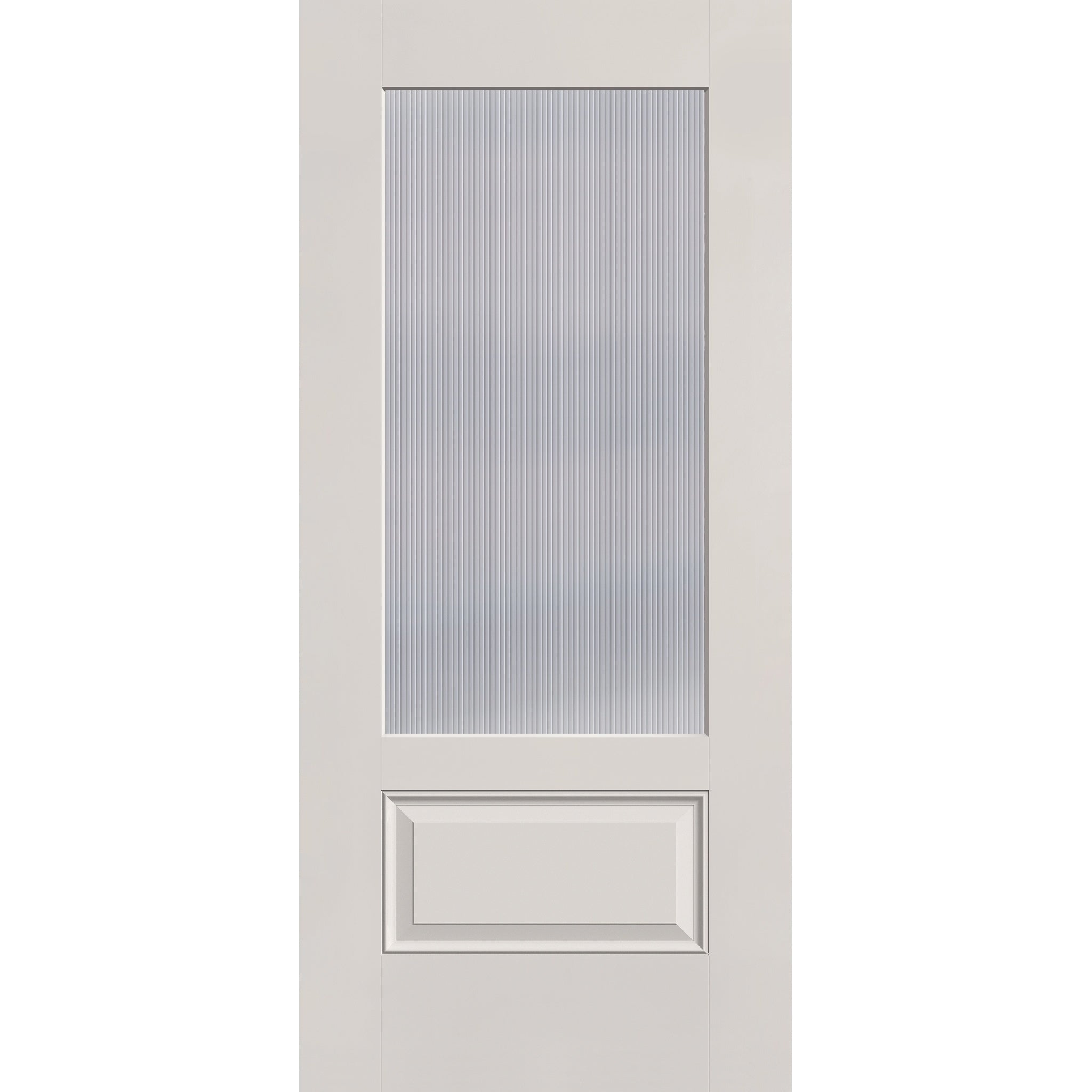 Wide Reed flush glazed fiberglass entry door, 3/4 lite, 36" x 80", white satin smooth finish