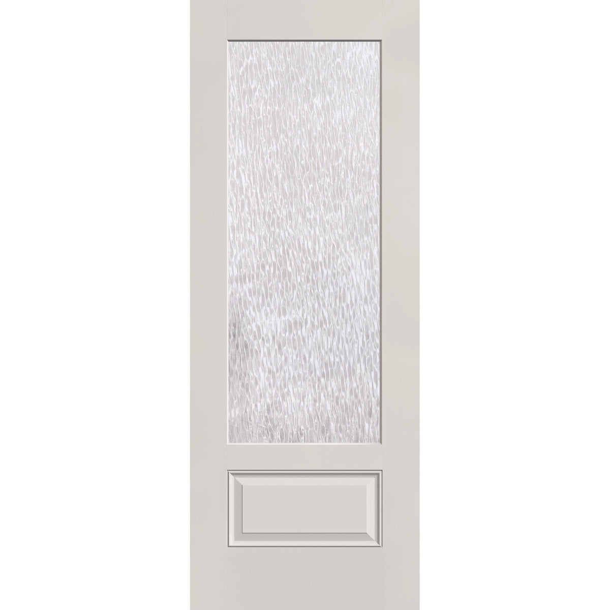 Double Waterglass flush glazed fiberglass entry door, 3/4 lite, 36" x 96", white satin smooth finish
