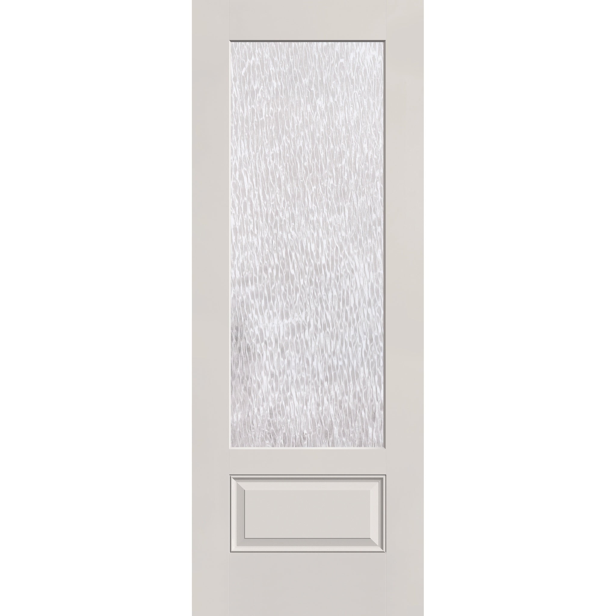 Double Waterglass flush glazed fiberglass entry door, 3/4 lite, 36" x 96", white satin smooth finish