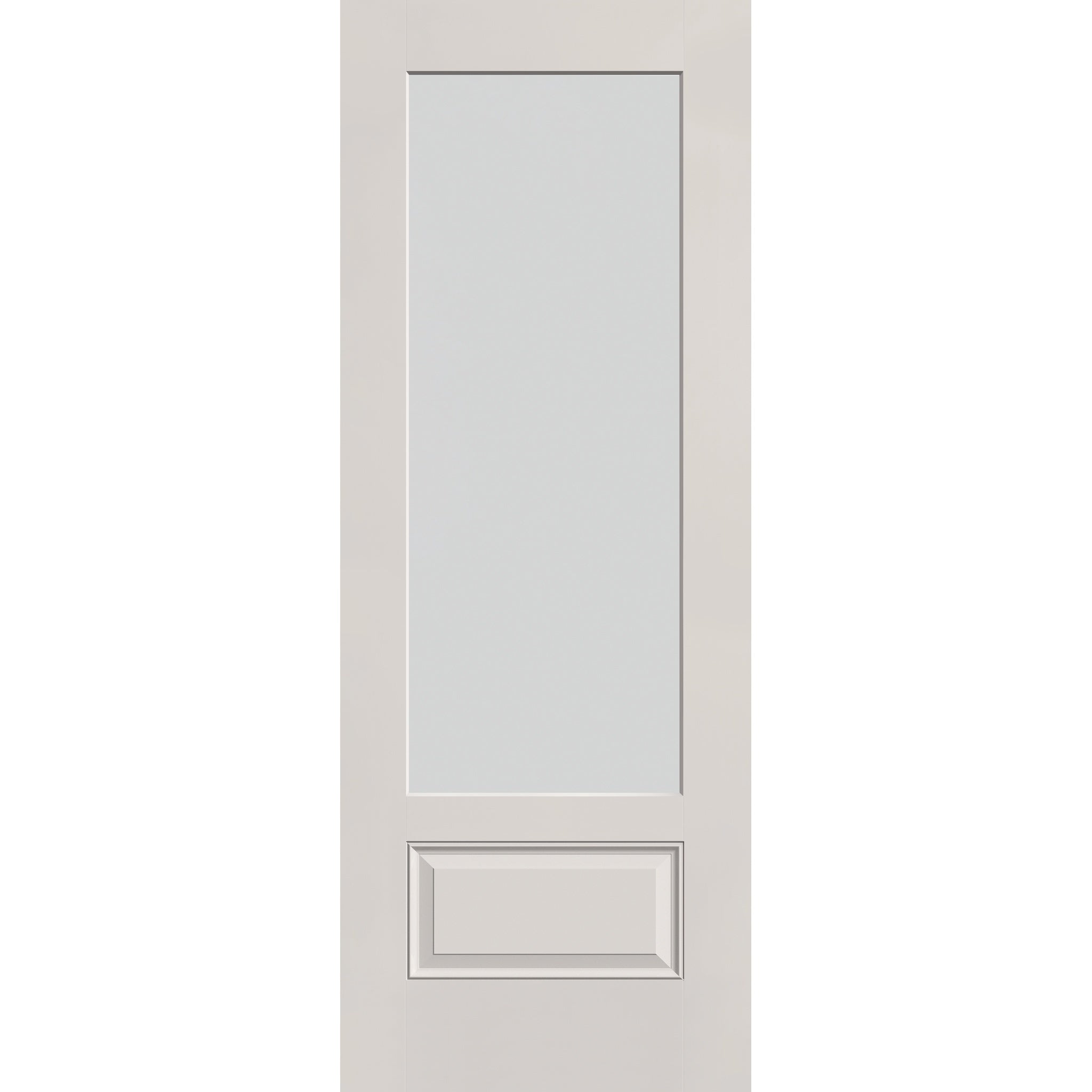 Frost flush glazed fiberglass entry door, 3/4 lite, 36" x 96", white satin smooth finish