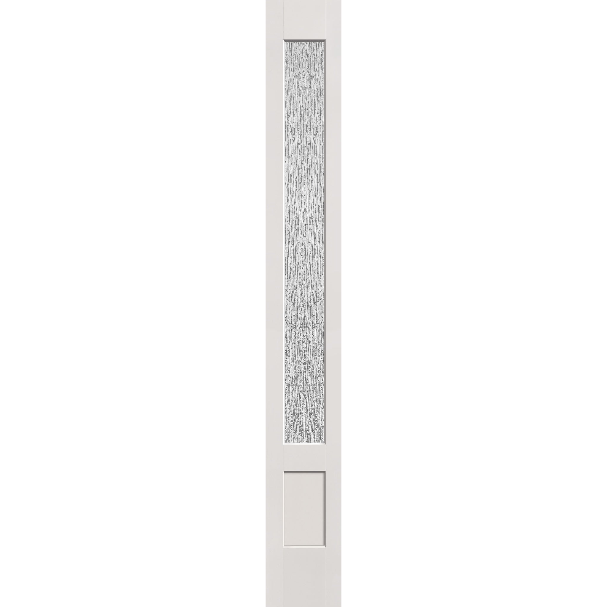 Rain flush glazed fiberglass sidelite panel, 3/4 lite shaker, 12" x 96", white satin smooth finish