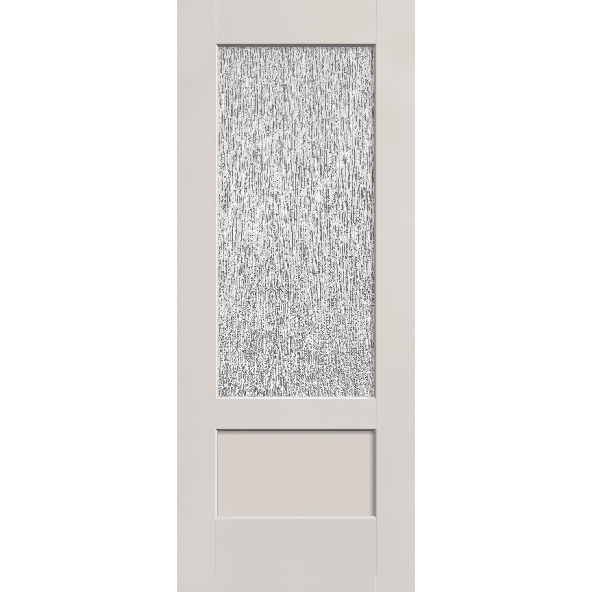 Rain flush glazed hurricane-rated fiberglass entry door, 3/4 lite shaker, 32" x 80", white satin smooth finish