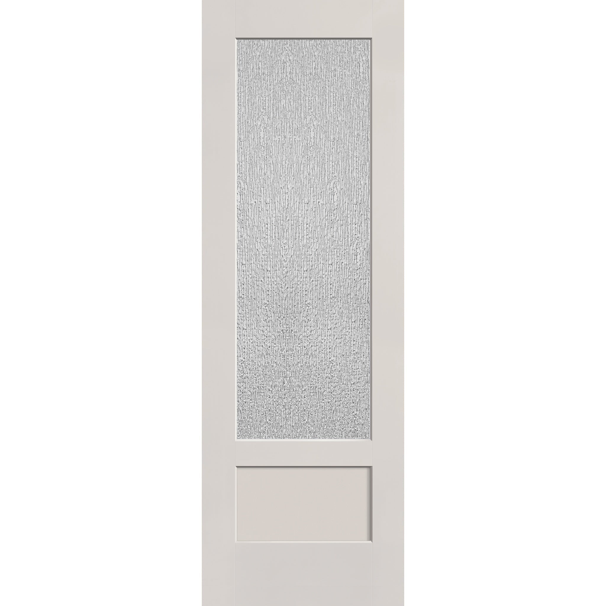 Rain flush glazed fiberglass entry door, 3/4 lite shaker, 32" x 96", white satin smooth finish