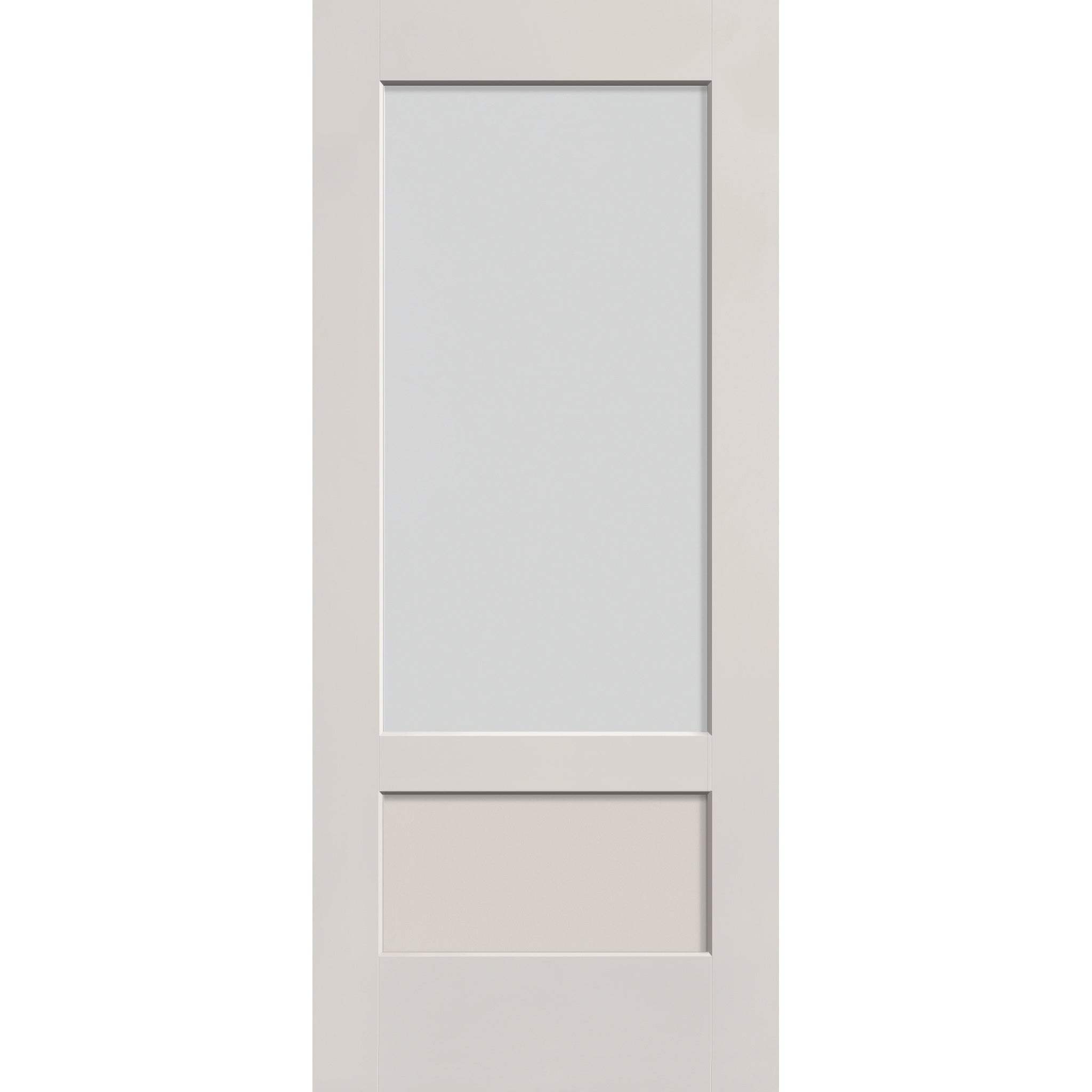 Frost flush glazed hurricane-rated fiberglass entry door, 3/4 lite shaker, 34" x 80", white satin smooth finish