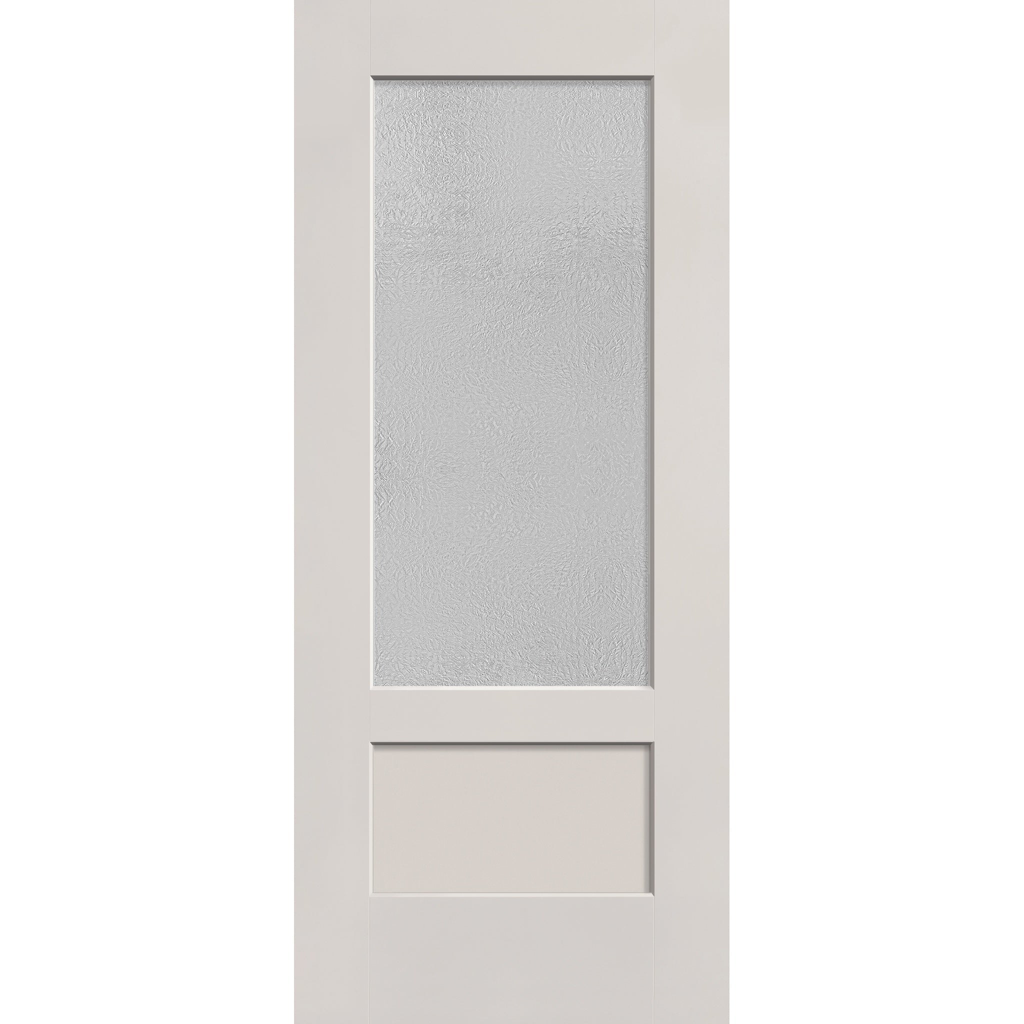 Micro-Granite flush glazed hurricane-rated fiberglass entry door, 3/4 lite shaker, 34" x 80", white satin smooth finish