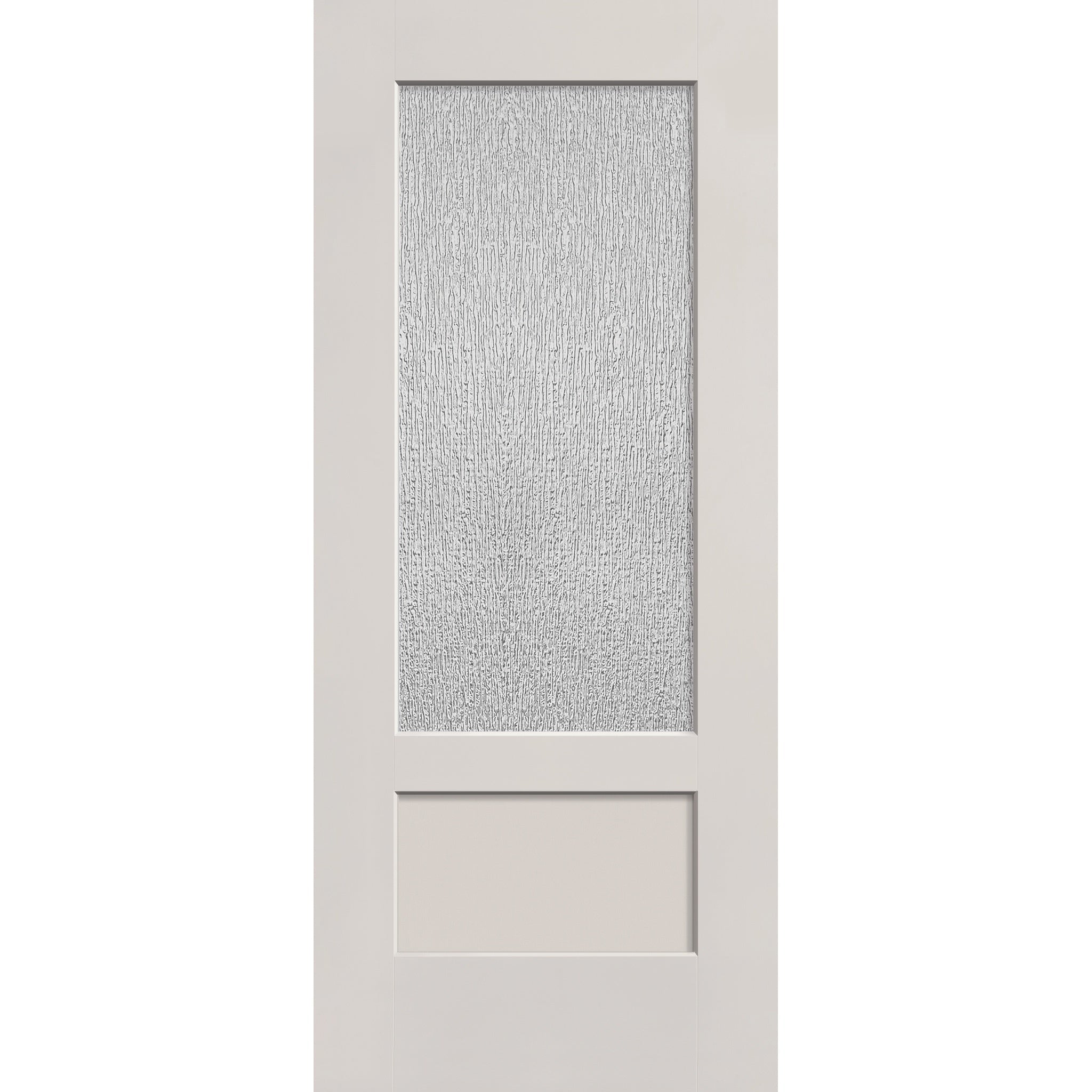 Rain flush glazed fiberglass entry door, 3/4 lite shaker, 34" x 80", white satin smooth finish