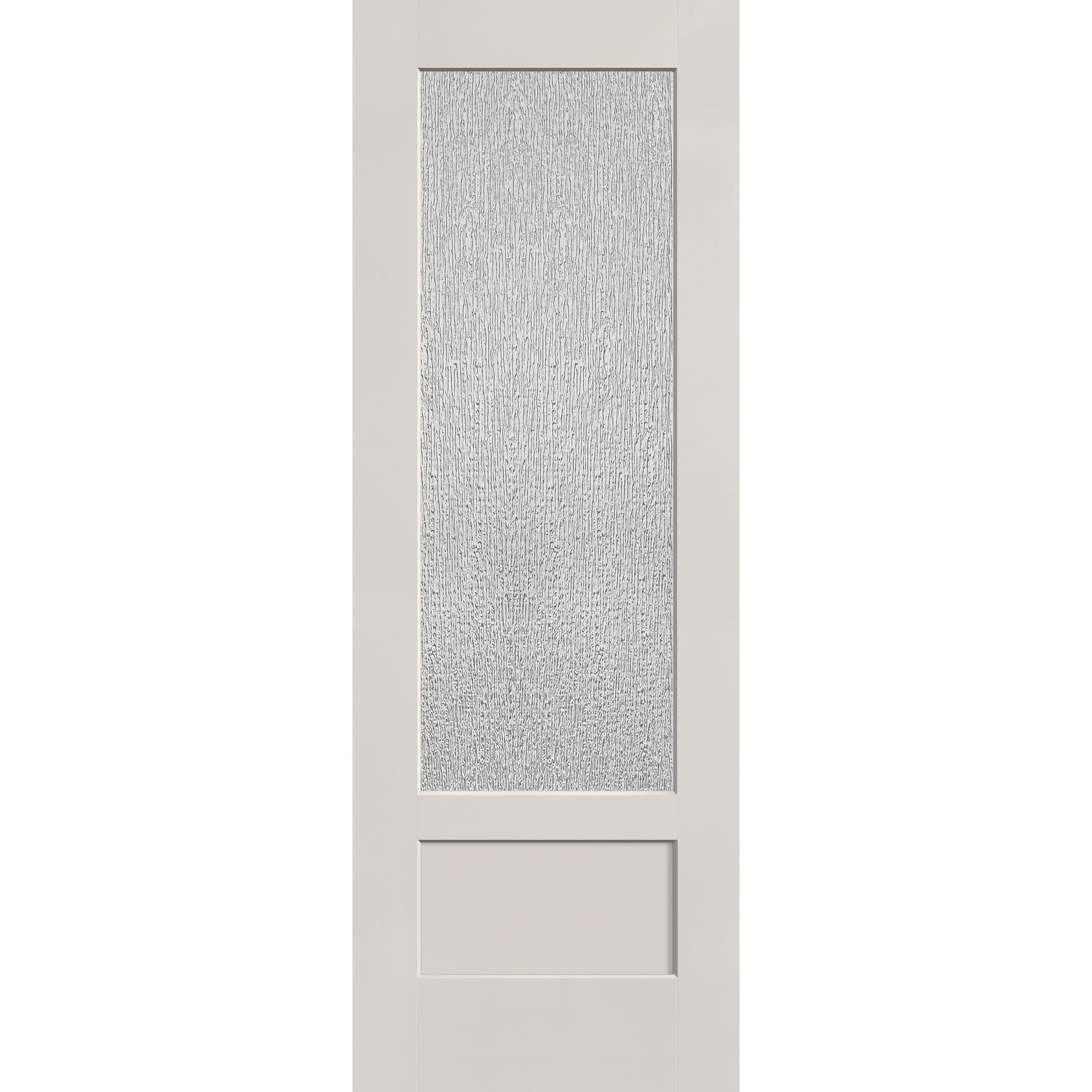 Rain flush glazed fiberglass entry door, 3/4 lite shaker, 34" x 96", white satin smooth finish