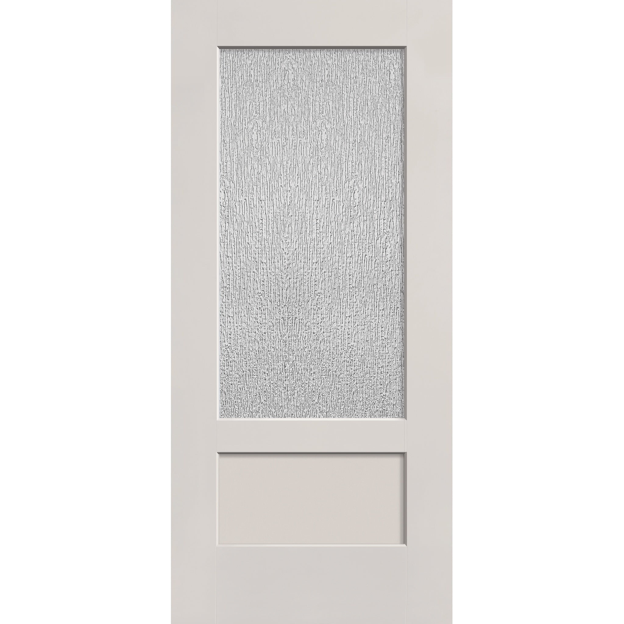 Rain flush glazed hurricane-rated fiberglass entry door, 3/4 lite shaker, 36" x 80", white satin smooth finish