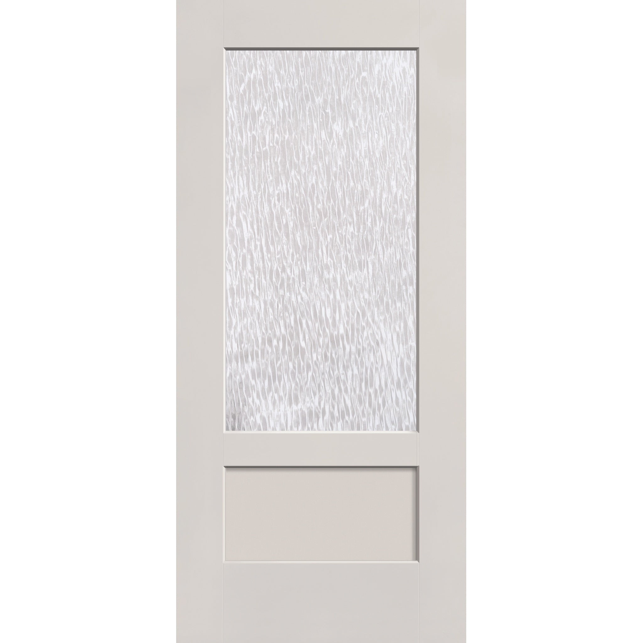 Double Waterglass flush glazed fiberglass entry door, 3/4 lite shaker, 36" x 80", white satin smooth finish