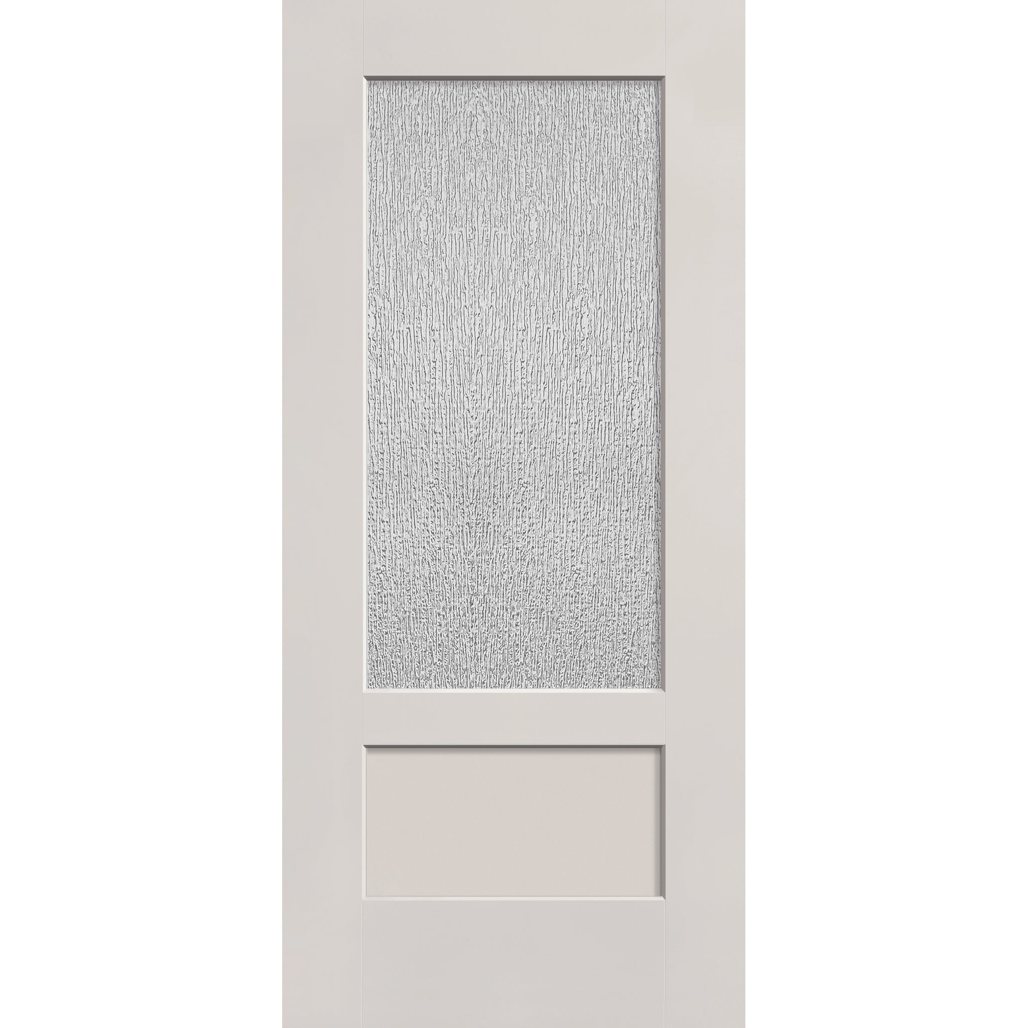 Rain flush glazed fiberglass entry door, 3/4 lite shaker, 36" x 80", white satin smooth finish