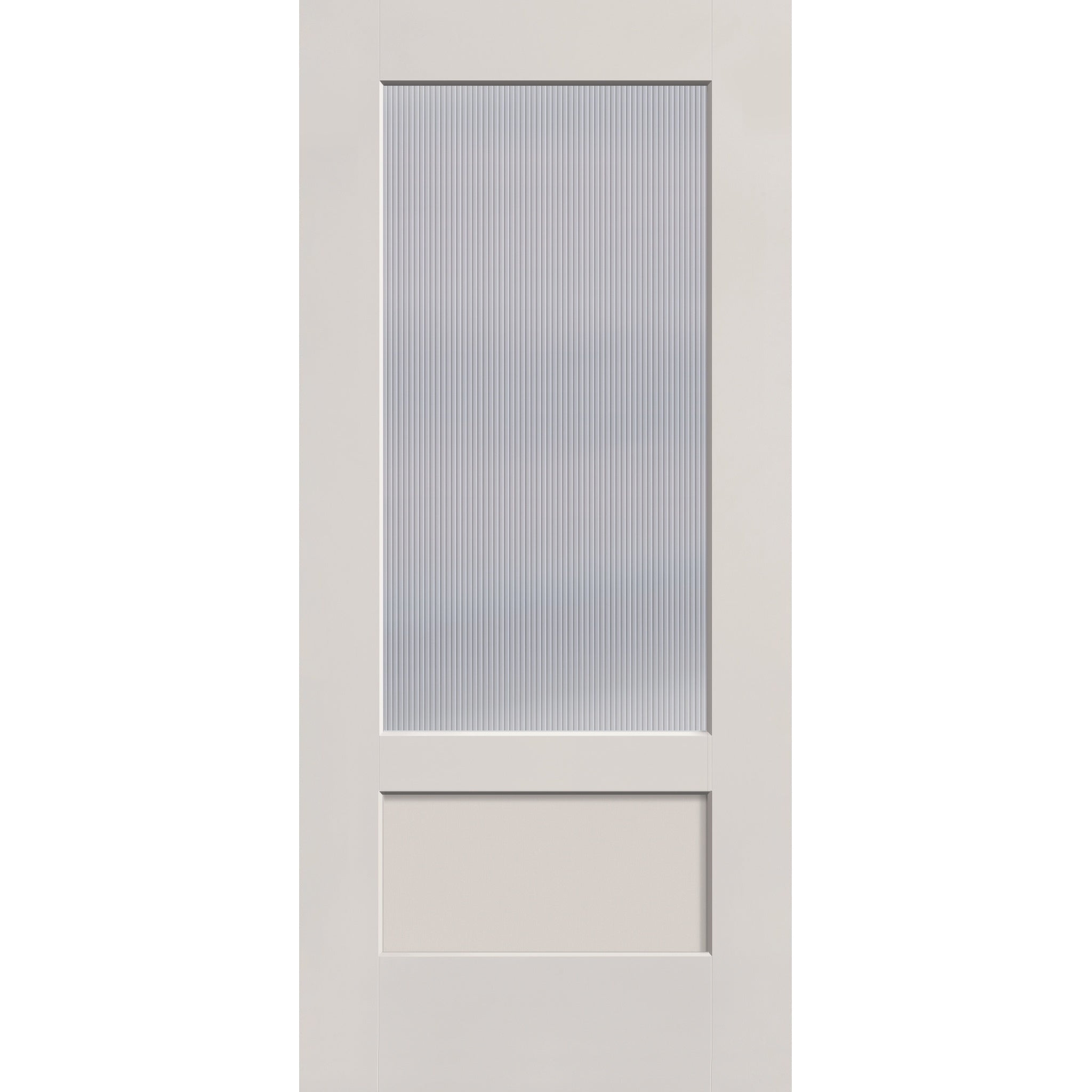 Wide Reed flush glazed fiberglass entry door, 3/4 lite shaker, 36" x 80", white satin smooth finish