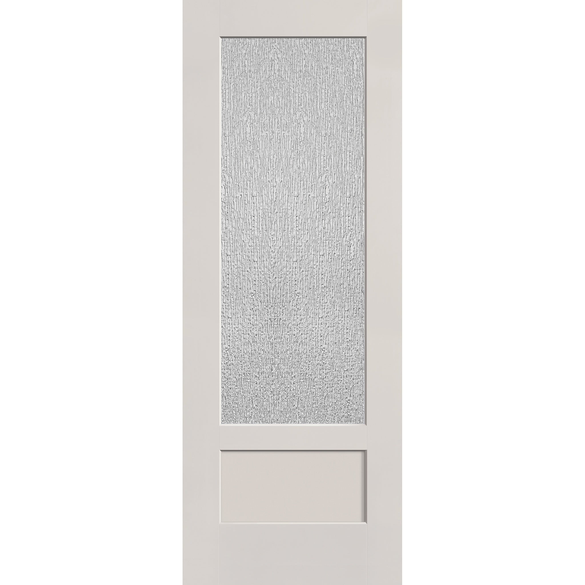 Rain flush glazed fiberglass entry door, 3/4 lite shaker, 36" x 96", white satin smooth finish