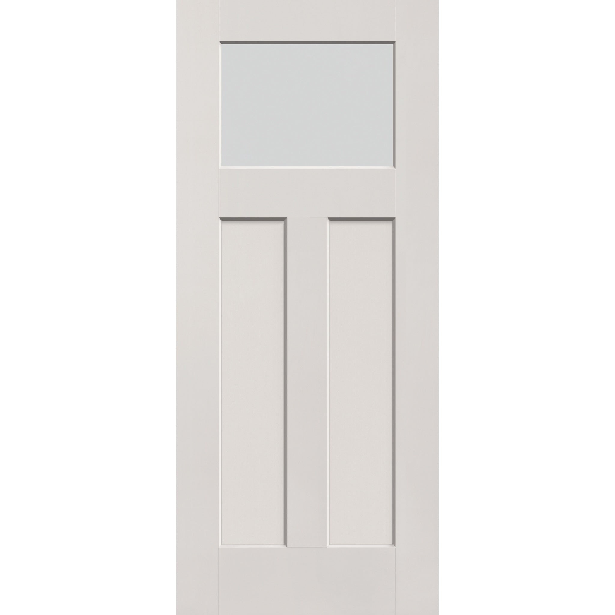 Frost flush glazed fiberglass entry door, Craftsman 2 panel, 34" x 80", white satin smooth finish