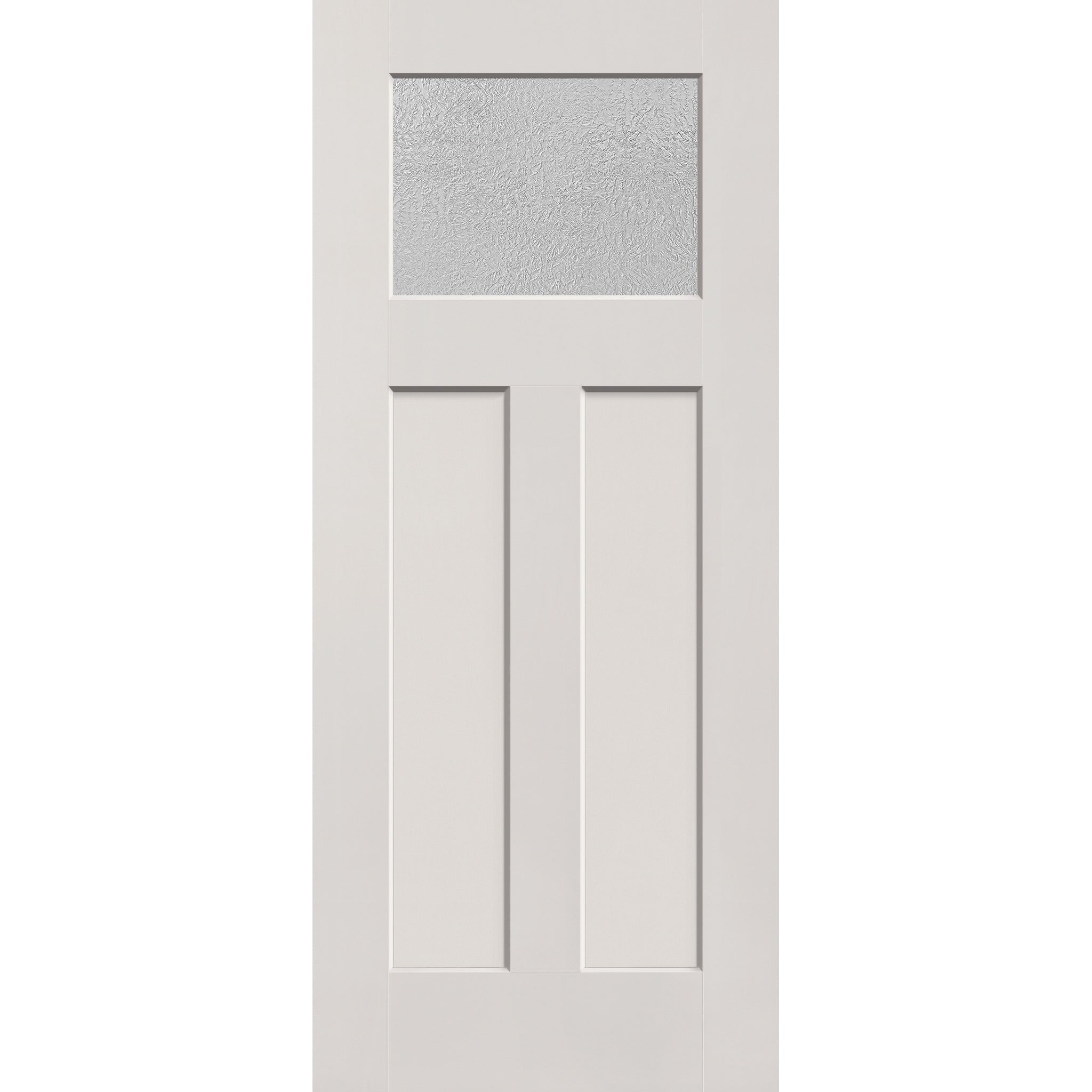 Micro-Granite flush glazed fiberglass entry door, Craftsman 2 panel, 34" x 80", white satin smooth finish