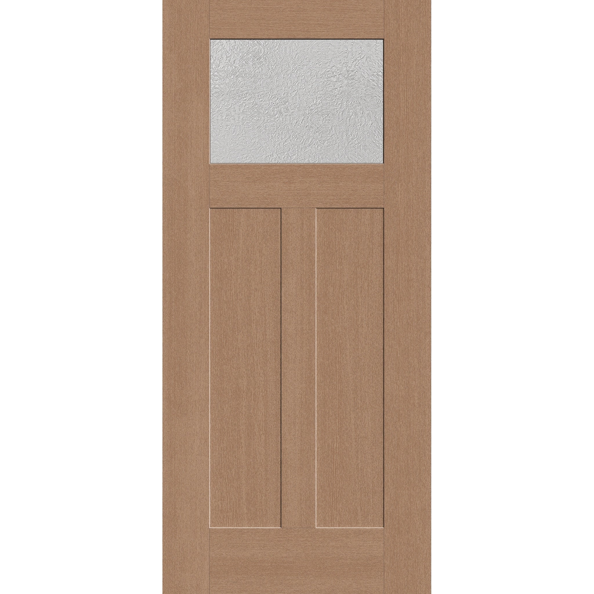 Micro-Granite flush glazed fiberglass entry door, Craftsman 2 panel, 36" x 80", tan woodgrain finish