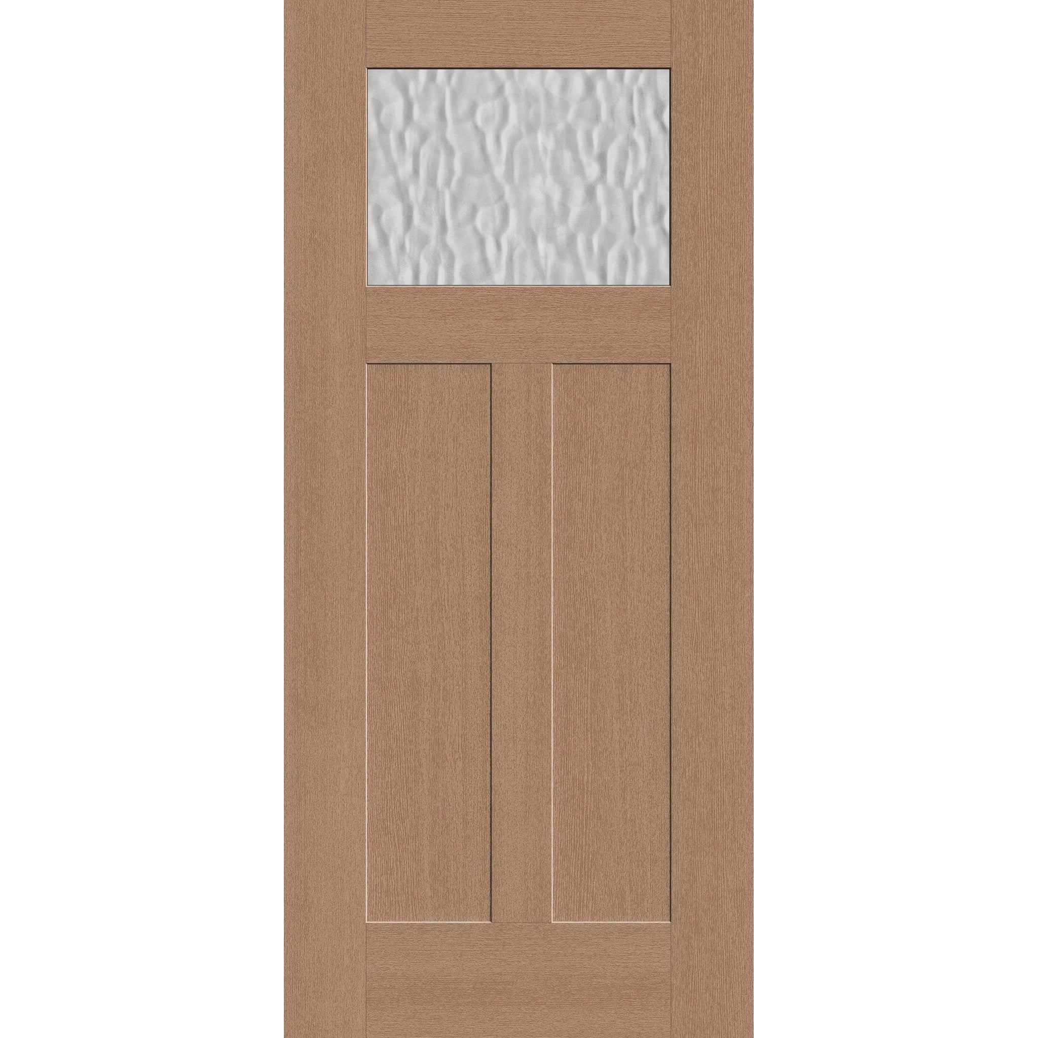 Vapor flush glazed fiberglass entry door, Craftsman 2 panel, 36" x 80", tan woodgrain finish