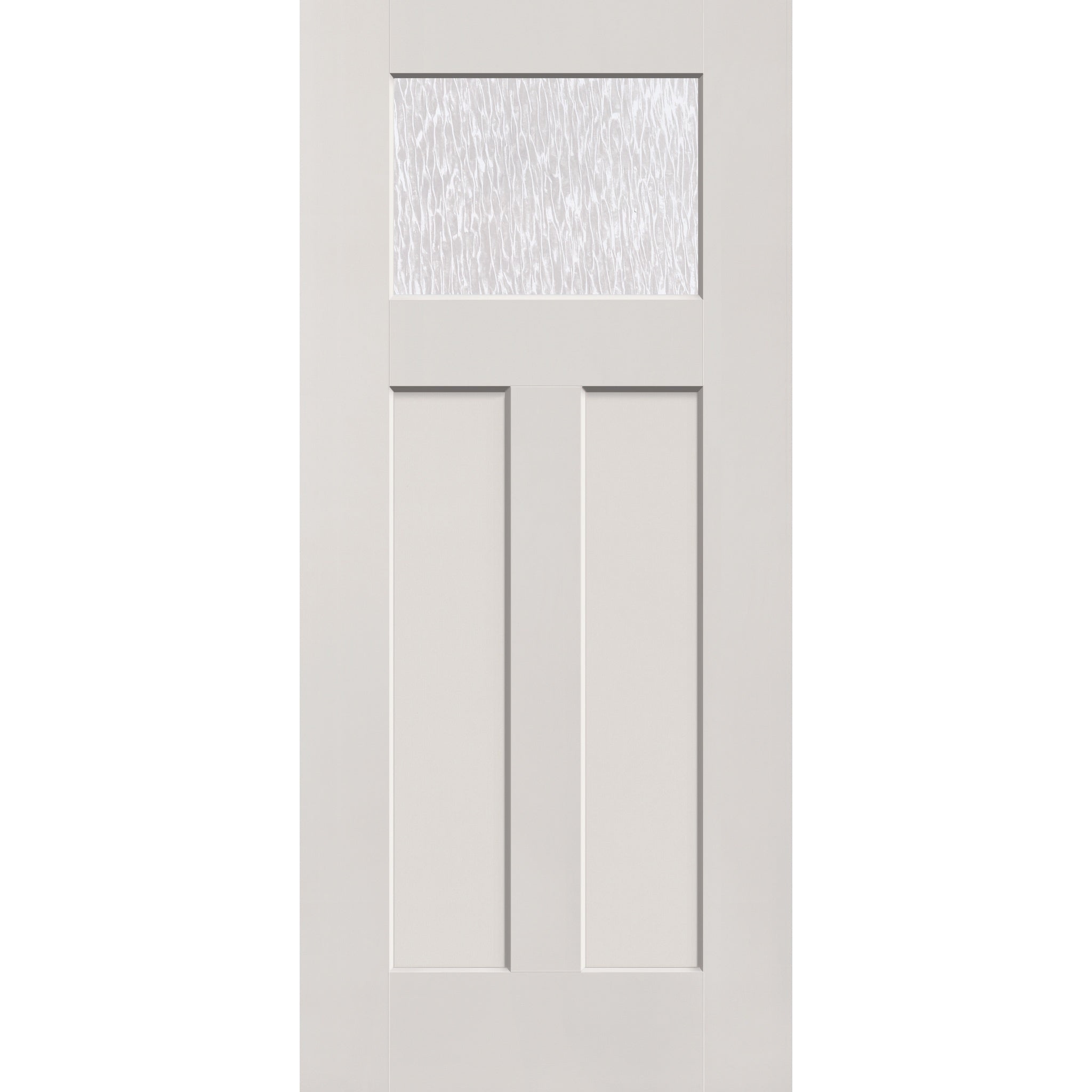 Double Waterglass flush glazed fiberglass entry door, Craftsman 2 panel, 36" x 80", white satin smooth finish