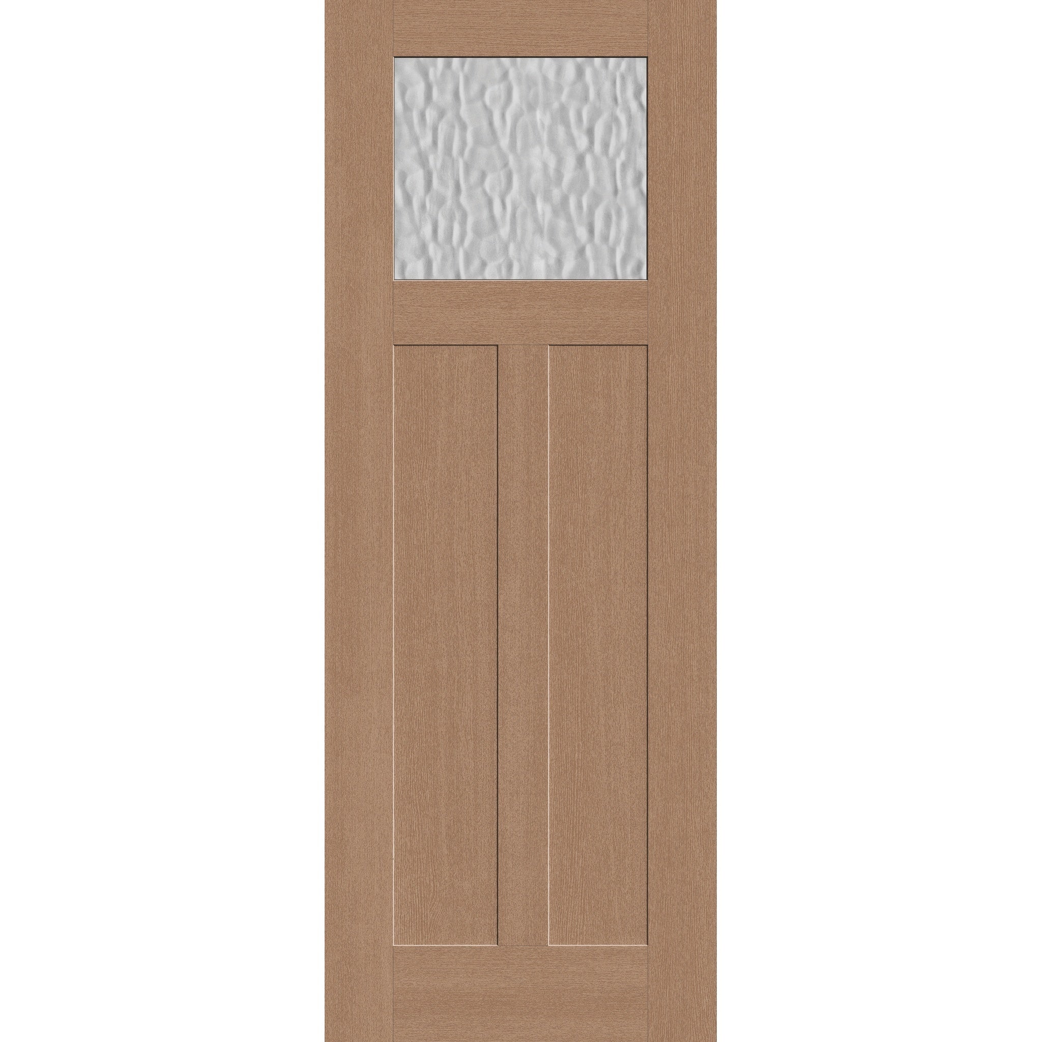 Vapor flush glazed fiberglass entry door, Craftsman 2 panel, 36" x 96", tan woodgrain finish