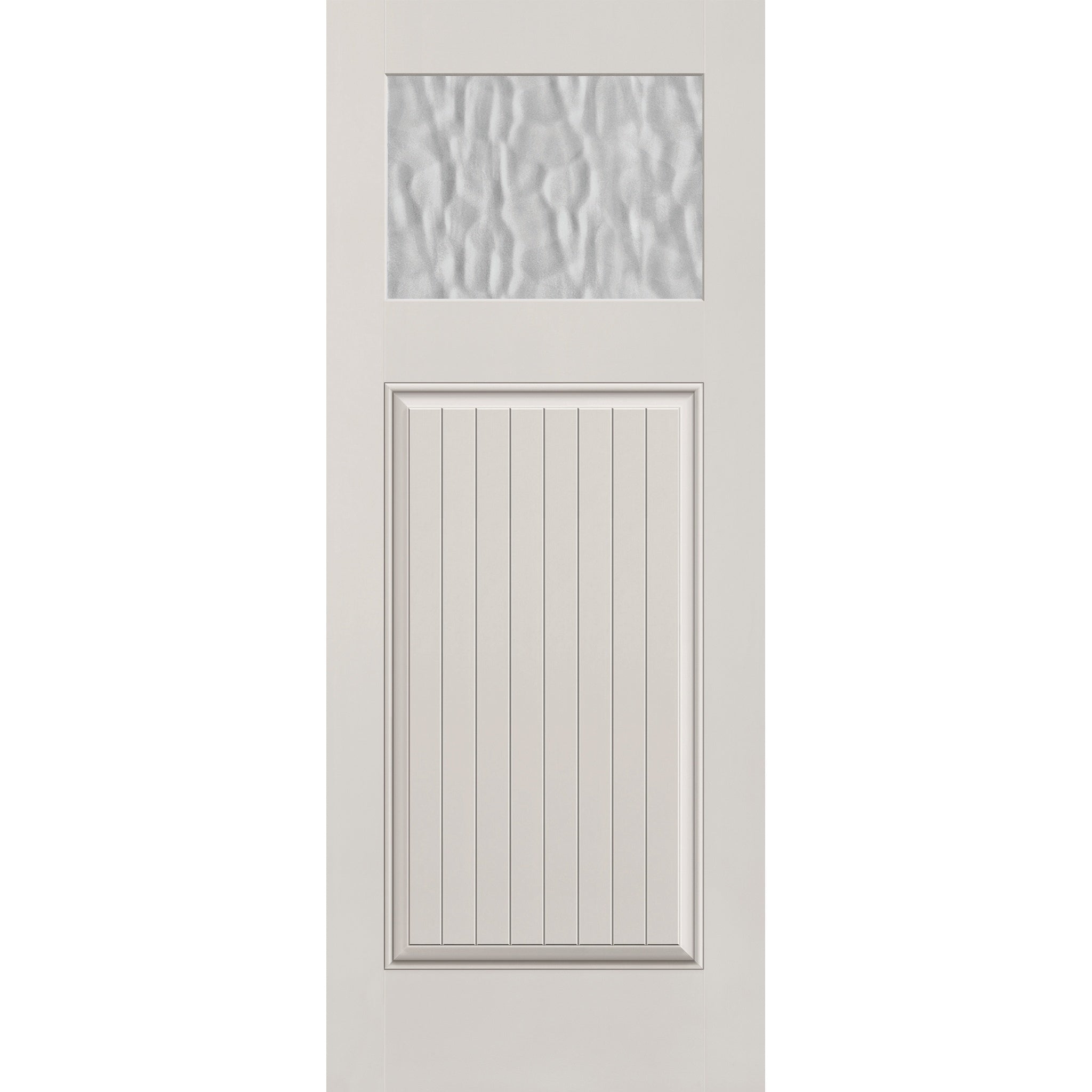Vapor flush glazed fiberglass entry door, Craftsman plank, 32" x 80", white satin smooth finish