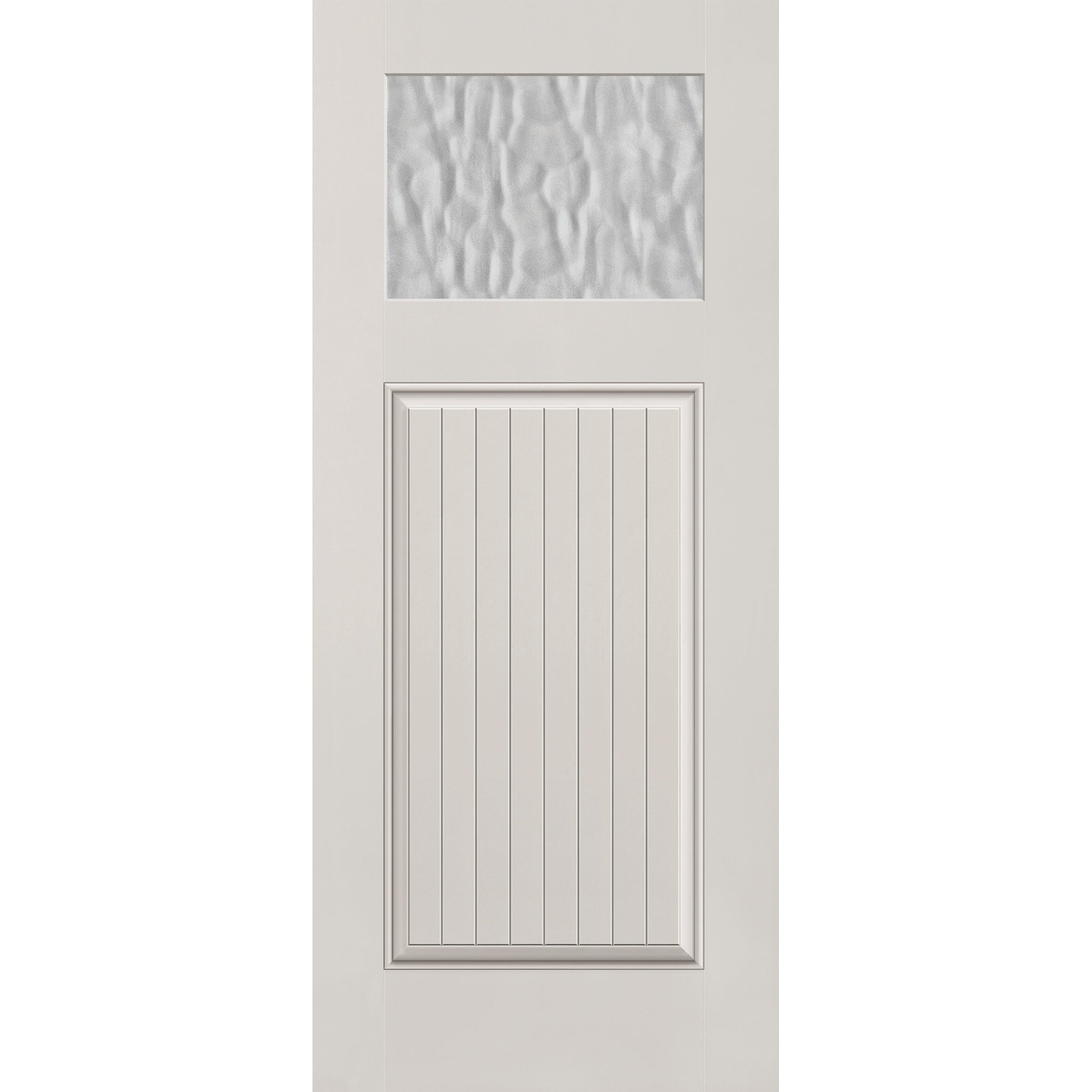 Vapor flush glazed fiberglass entry door, Craftsman plank, 34" x 80", white satin smooth finish
