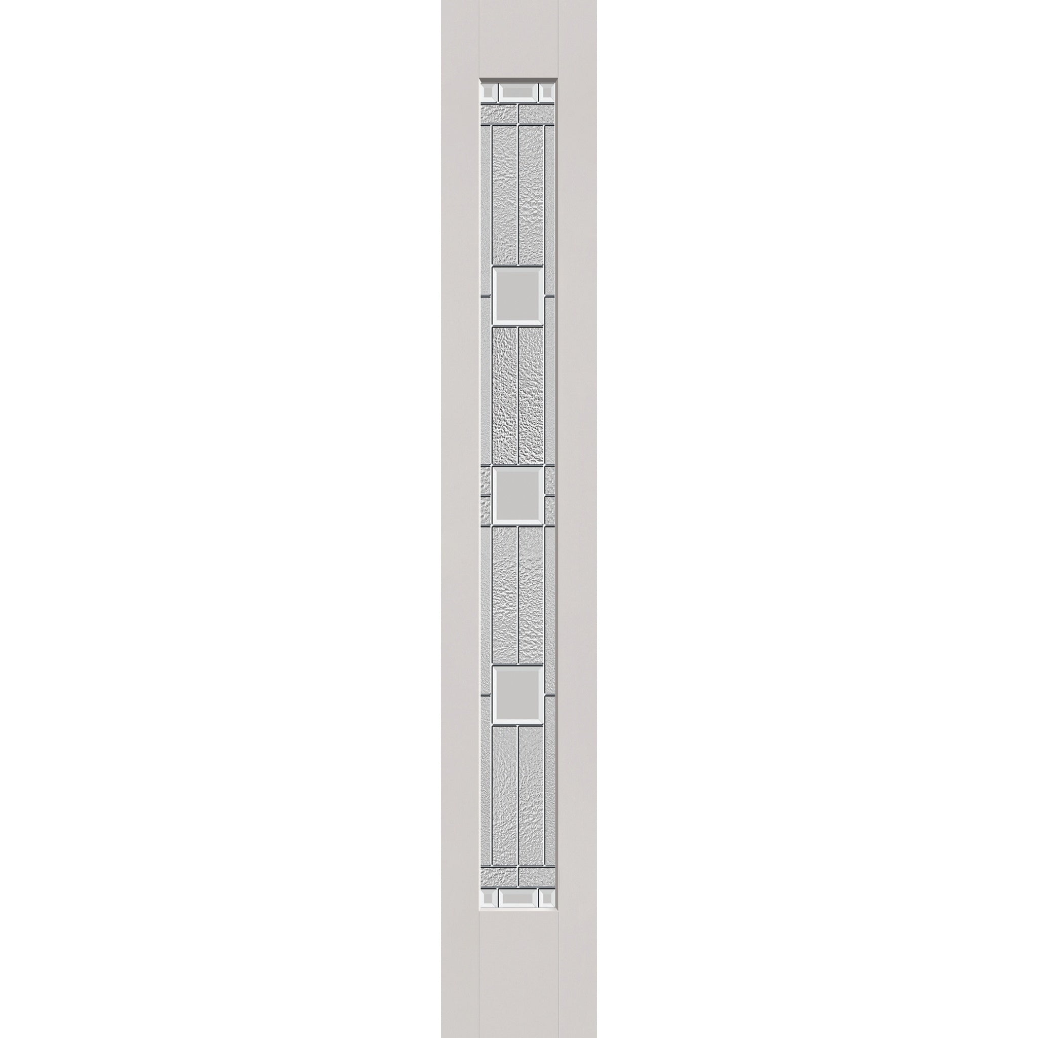 Austin flush glazed hurricane-rated fiberglass sidelite panel, full lite, 12" x 80", white satin smooth finish, Satin Nickel caming