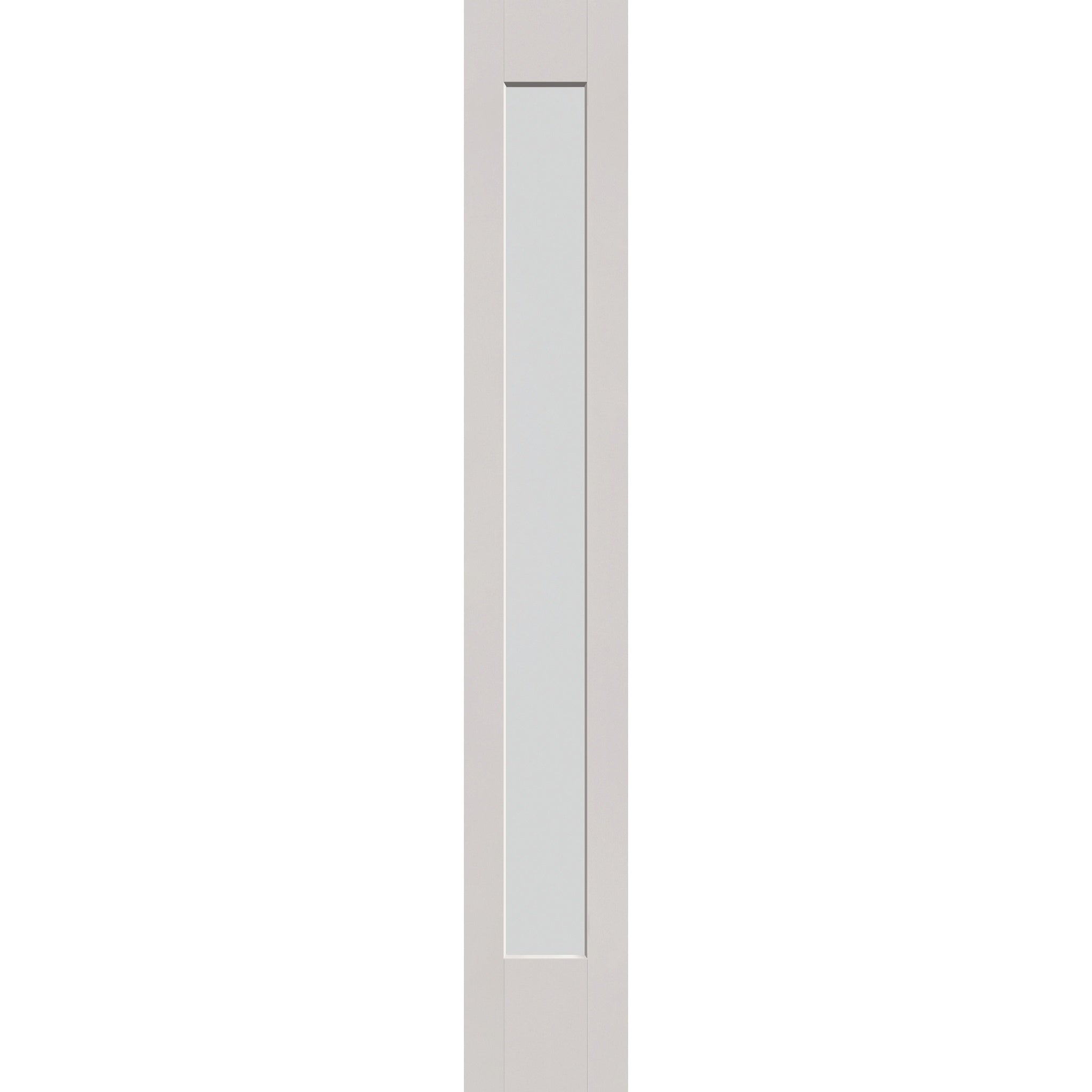 Frost flush glazed hurricane-rated fiberglass sidelite panel, full lite, 12" x 80", white satin smooth finish