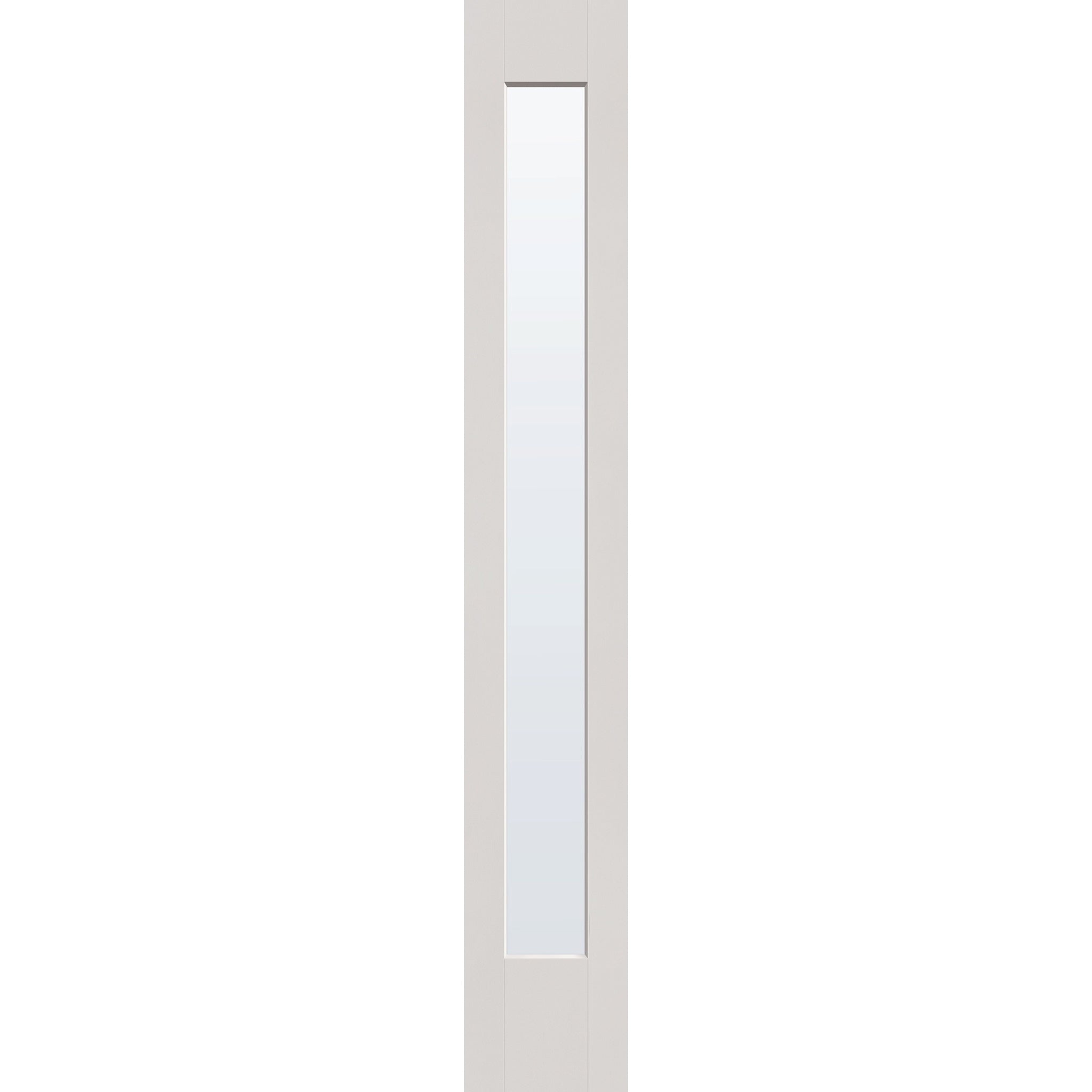 Clear flush glazed fiberglass sidelite panel, full lite, 12" x 80", white satin smooth finish
