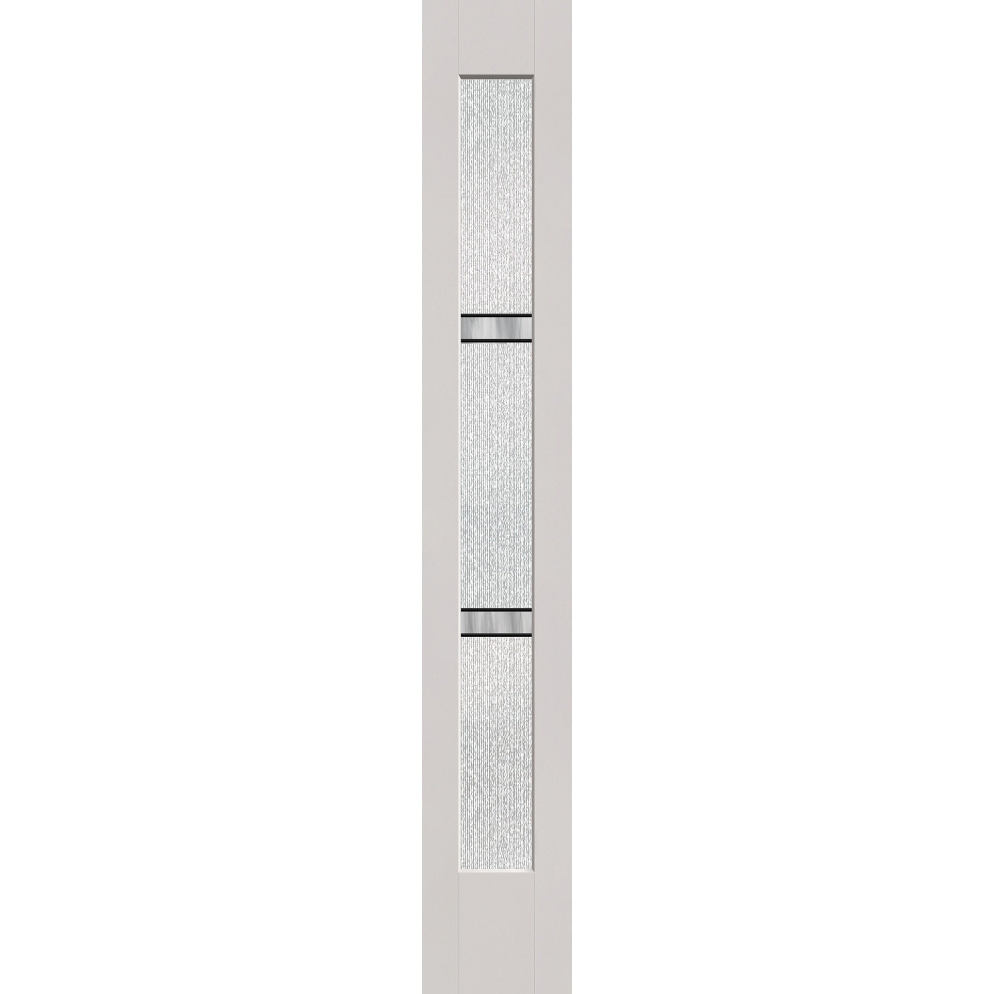 Dexter flush glazed fiberglass sidelite panel, full lite, 12" x 80", white satin smooth finish, Black Aluminum caming