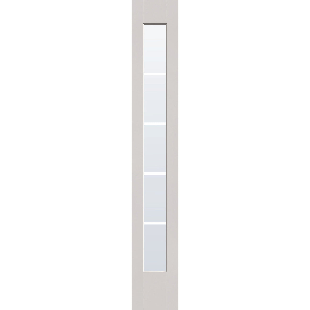 5 light grille flush glazed fiberglass sidelite panel, full lite, 12" x 80", white satin smooth finish, white grilles between glass