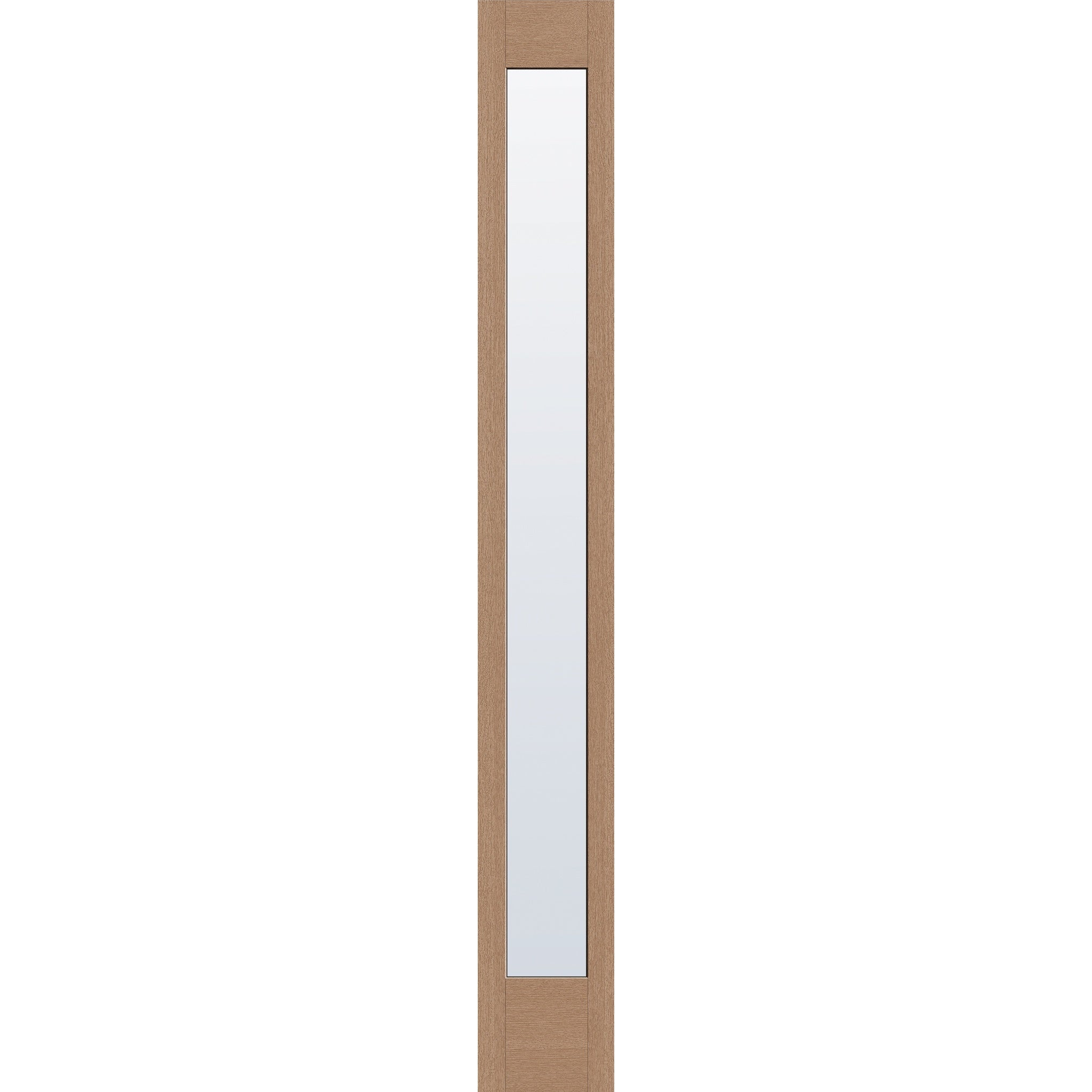 Clear flush glazed fiberglass sidelite panel, full lite, 12" x 96", tan woodgrain finish