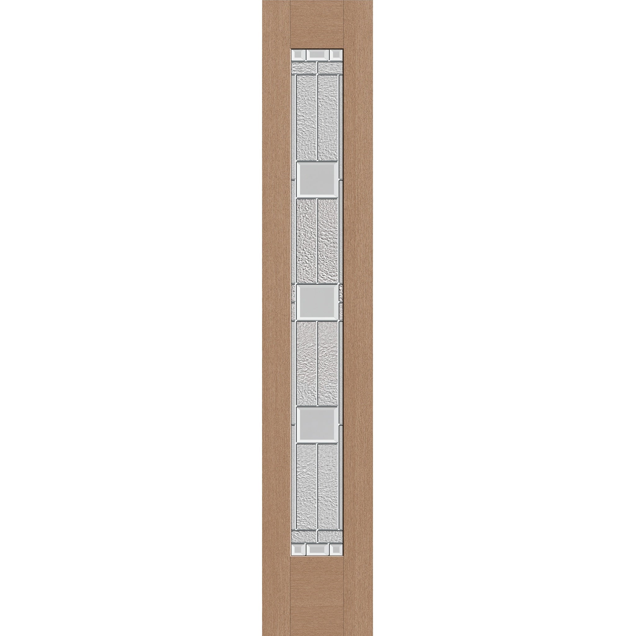 Austin flush glazed hurricane-rated fiberglass sidelite panel, full lite, 14" x 80", tan woodgrain finish, Satin Nickel caming