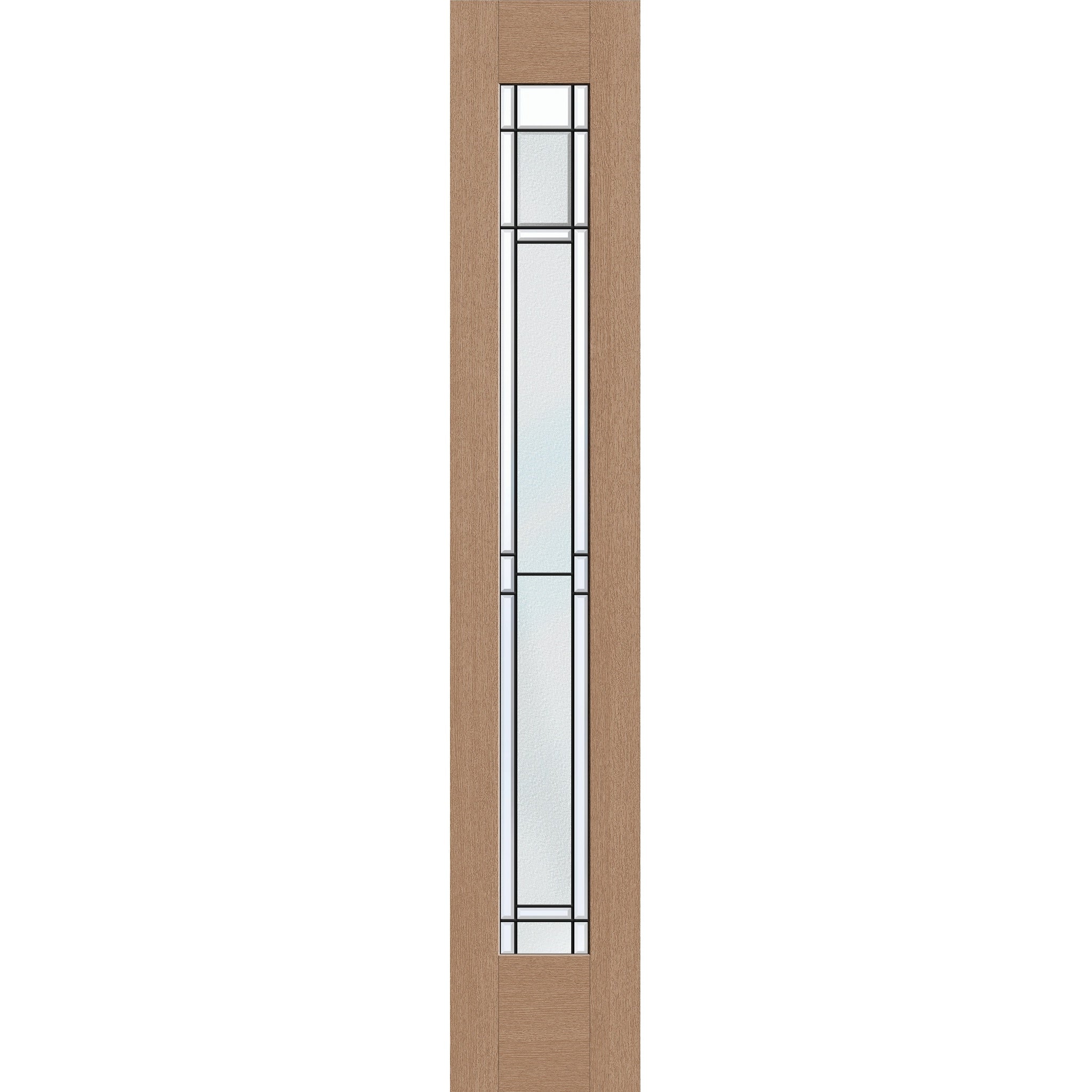 Berkley flush glazed hurricane-rated fiberglass sidelite panel, full lite, 14" x 80", tan woodgrain finish, Patina caming
