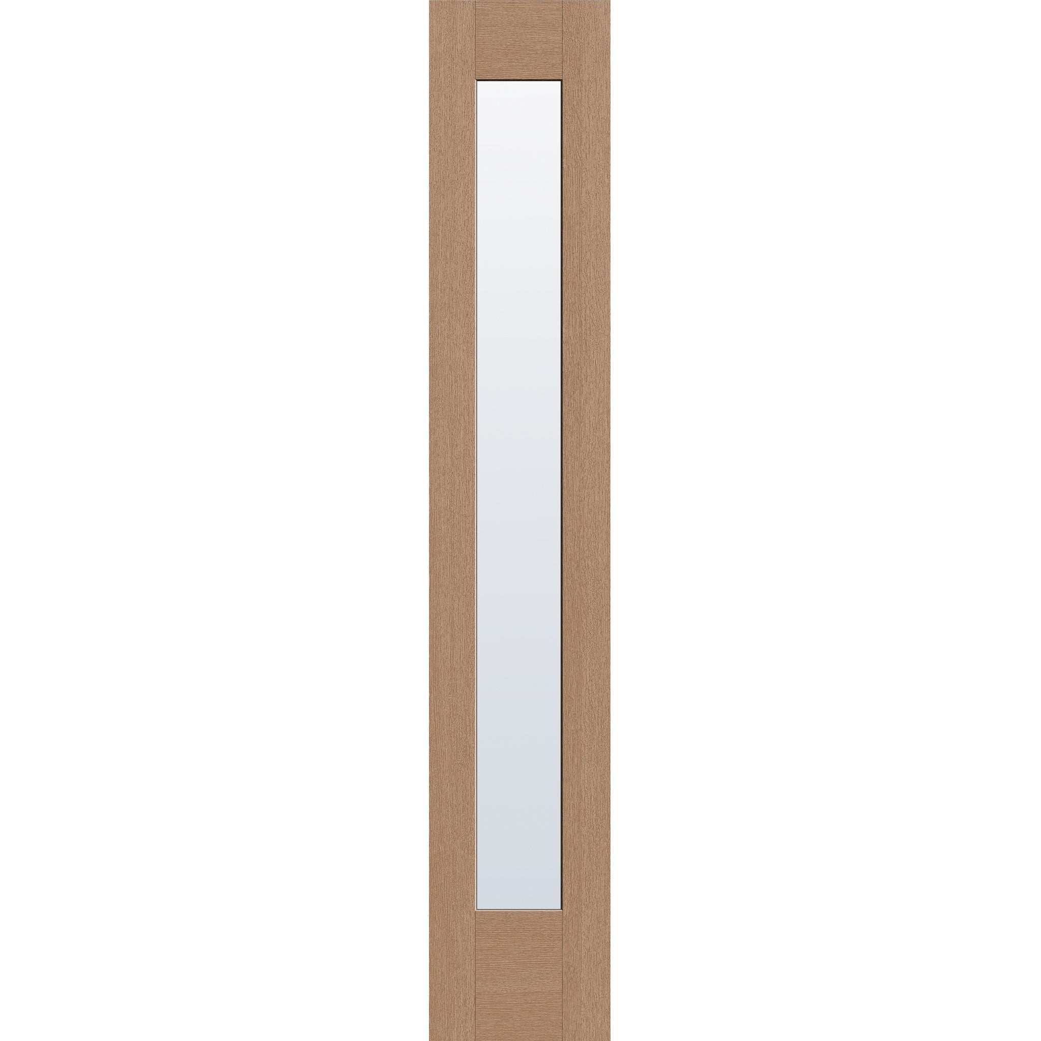 Clear flush glazed fiberglass sidelite panel, full lite, 14" x 80", tan woodgrain finish