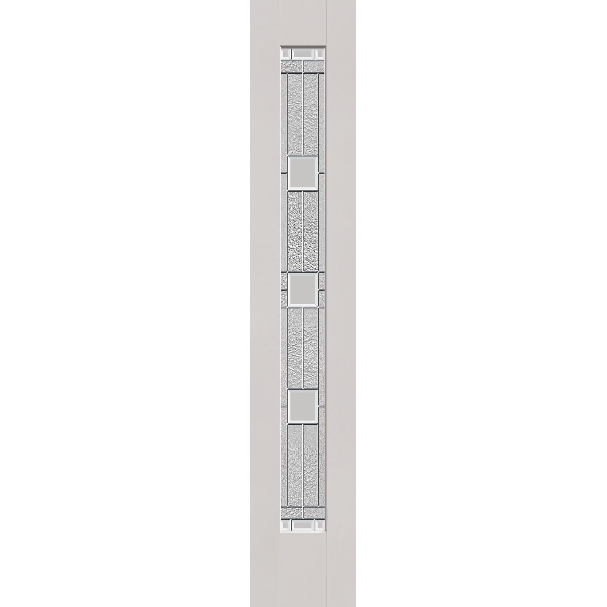 Austin flush glazed hurricane-rated fiberglass sidelite panel, full lite, 14" x 80", white satin smooth finish, Satin Nickel caming