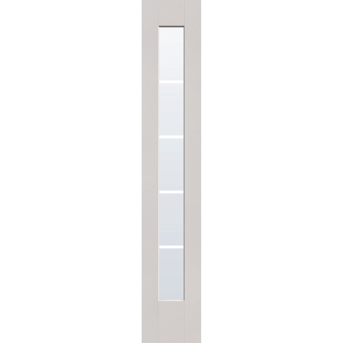 5 light grille flush glazed hurricane-rated fiberglass sidelite panel, full lite, 14" x 80", white satin smooth finish, white grilles between glass