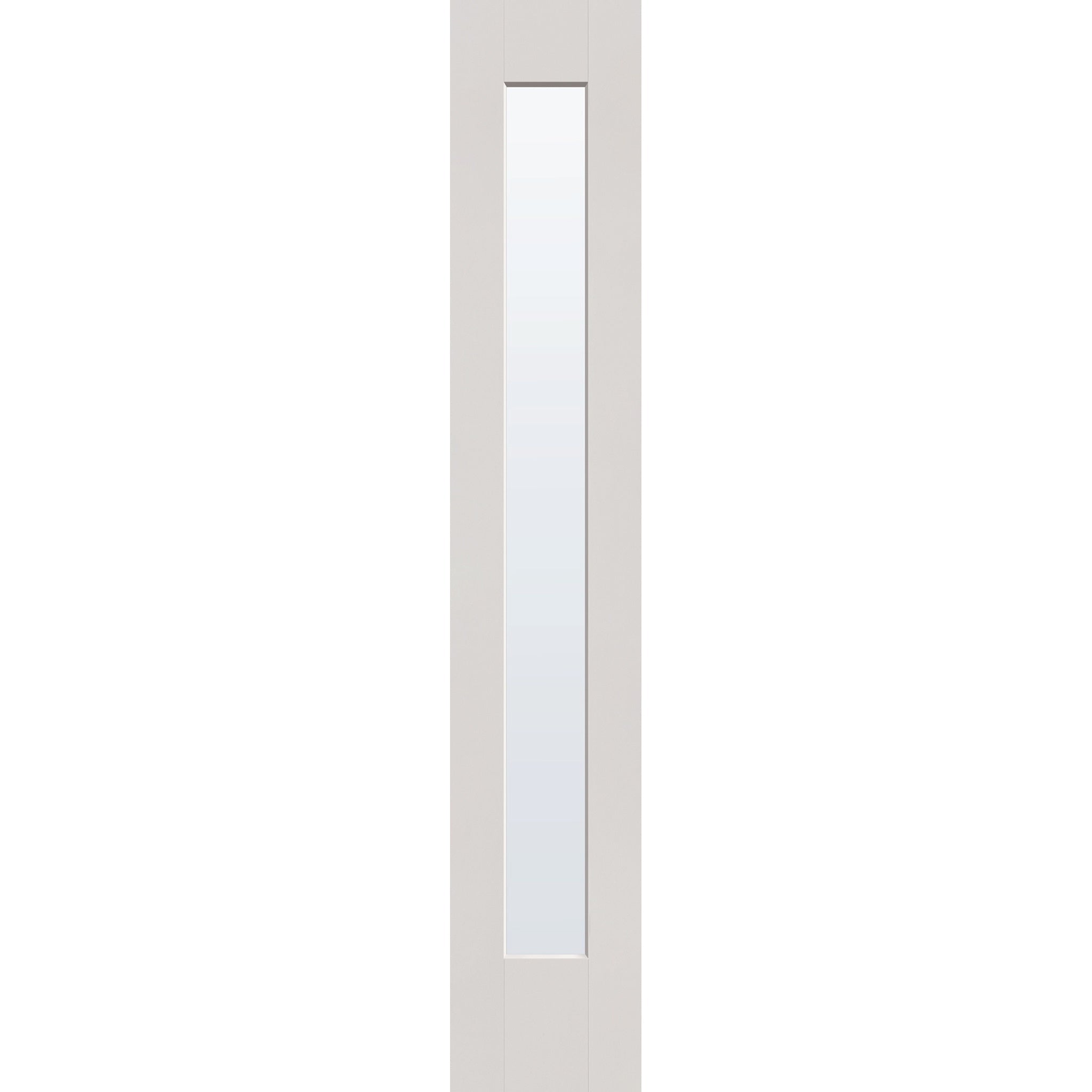 Clear flush glazed fiberglass sidelite panel, full lite, 14" x 80", white satin smooth finish