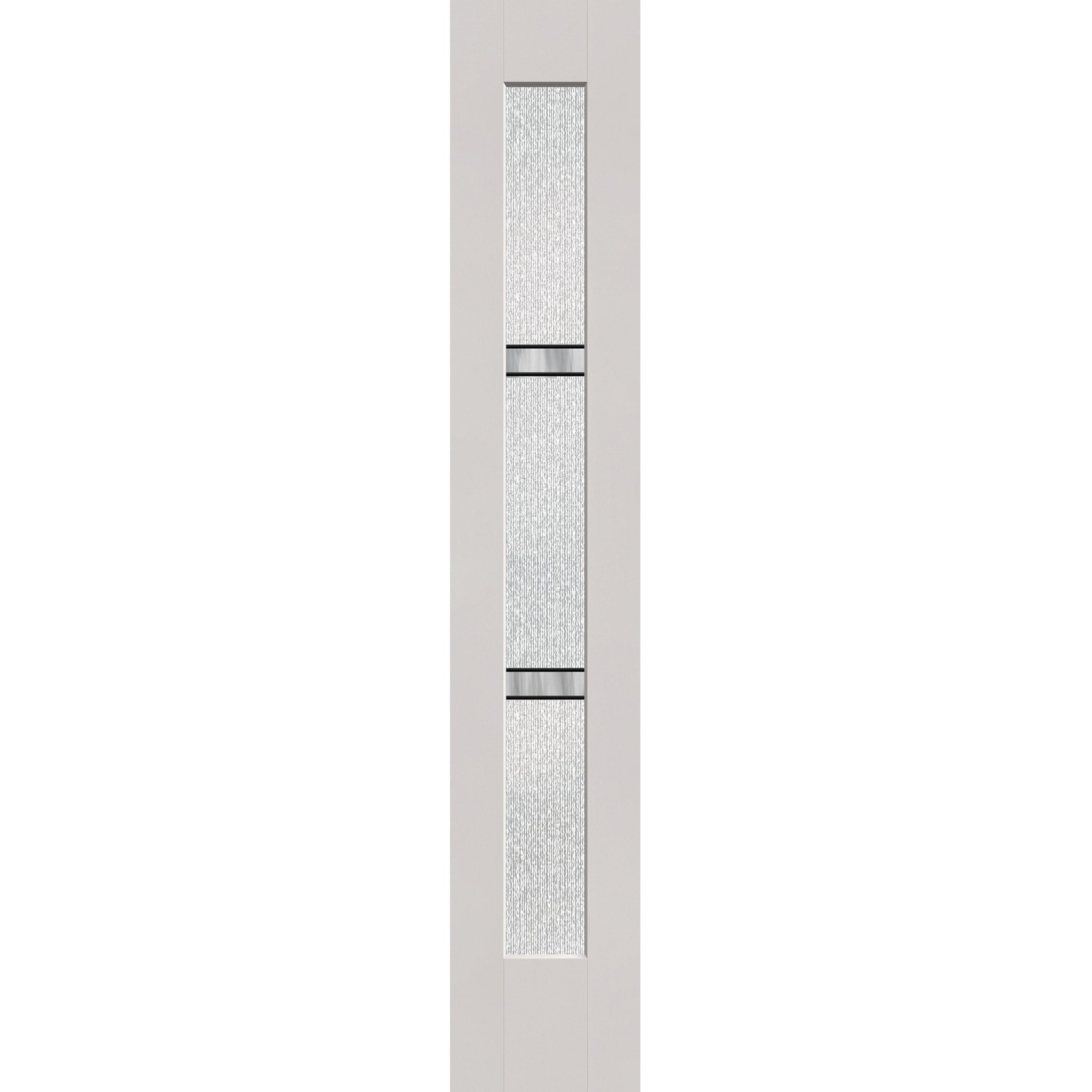 Dexter flush glazed fiberglass sidelite panel, full lite, 14" x 80", white satin smooth finish, Black Aluminum caming