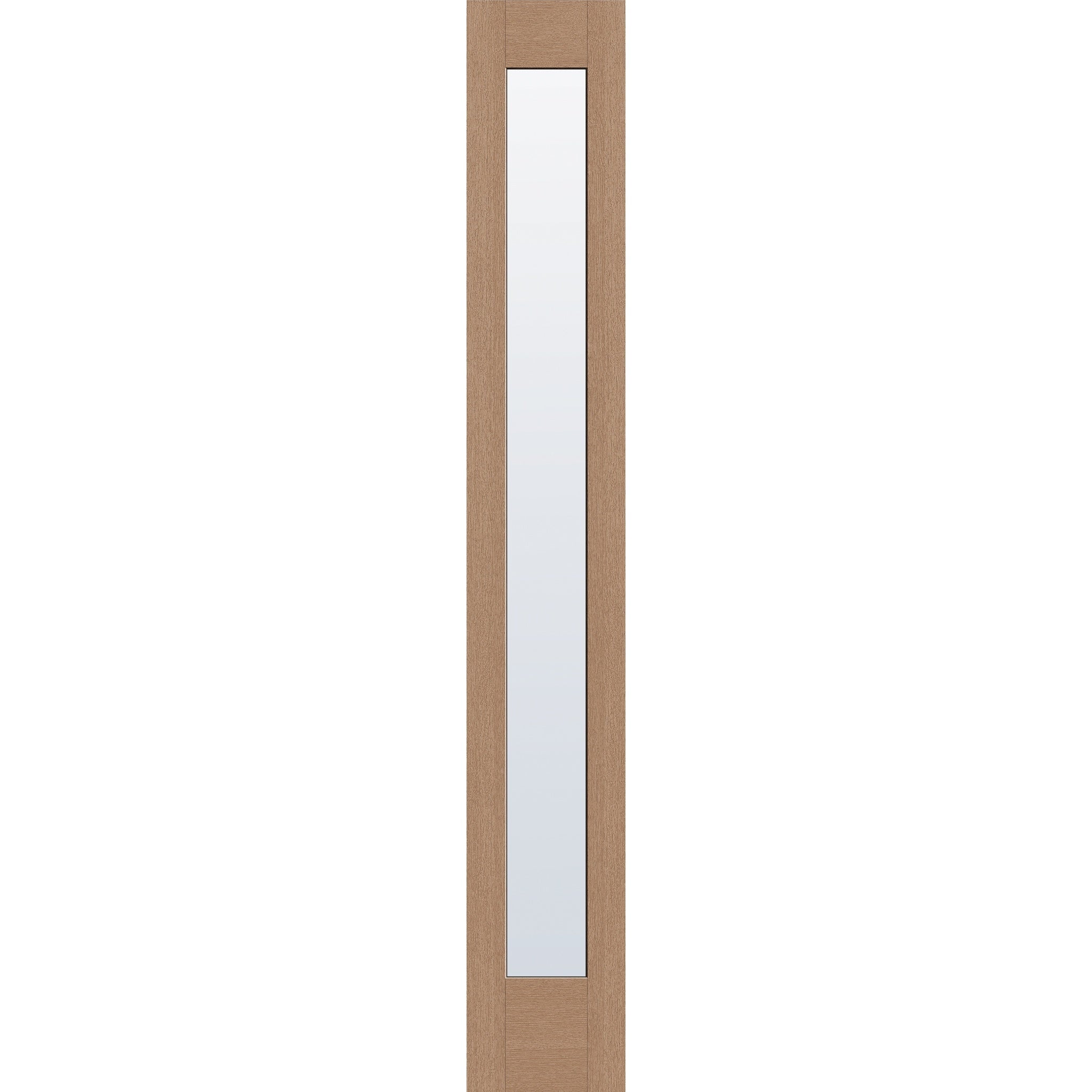 Clear flush glazed fiberglass sidelite panel, full lite, 14" x 96", tan woodgrain finish