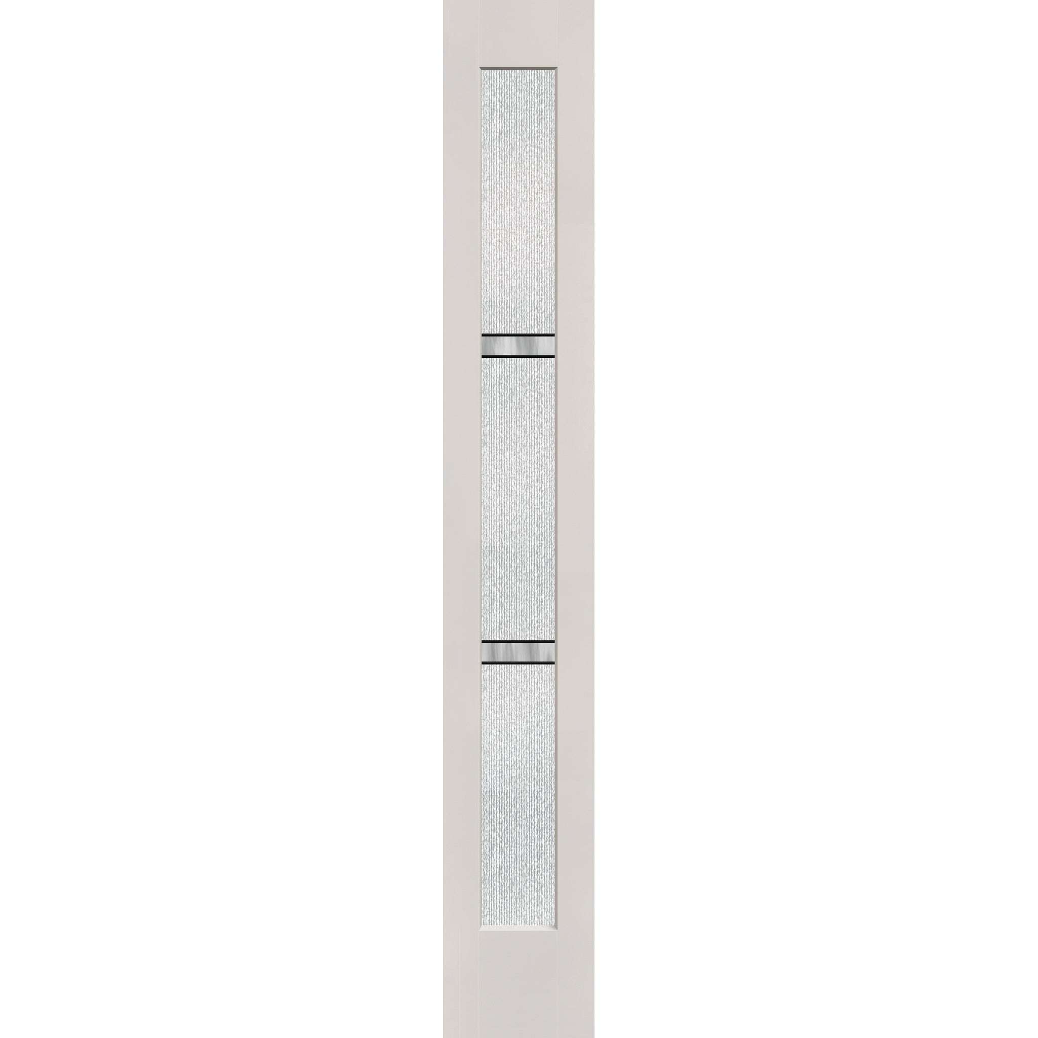 Dexter flush glazed hurricane-rated fiberglass sidelite panel, full lite, 14" x 96", white satin smooth finish, Black Aluminum caming