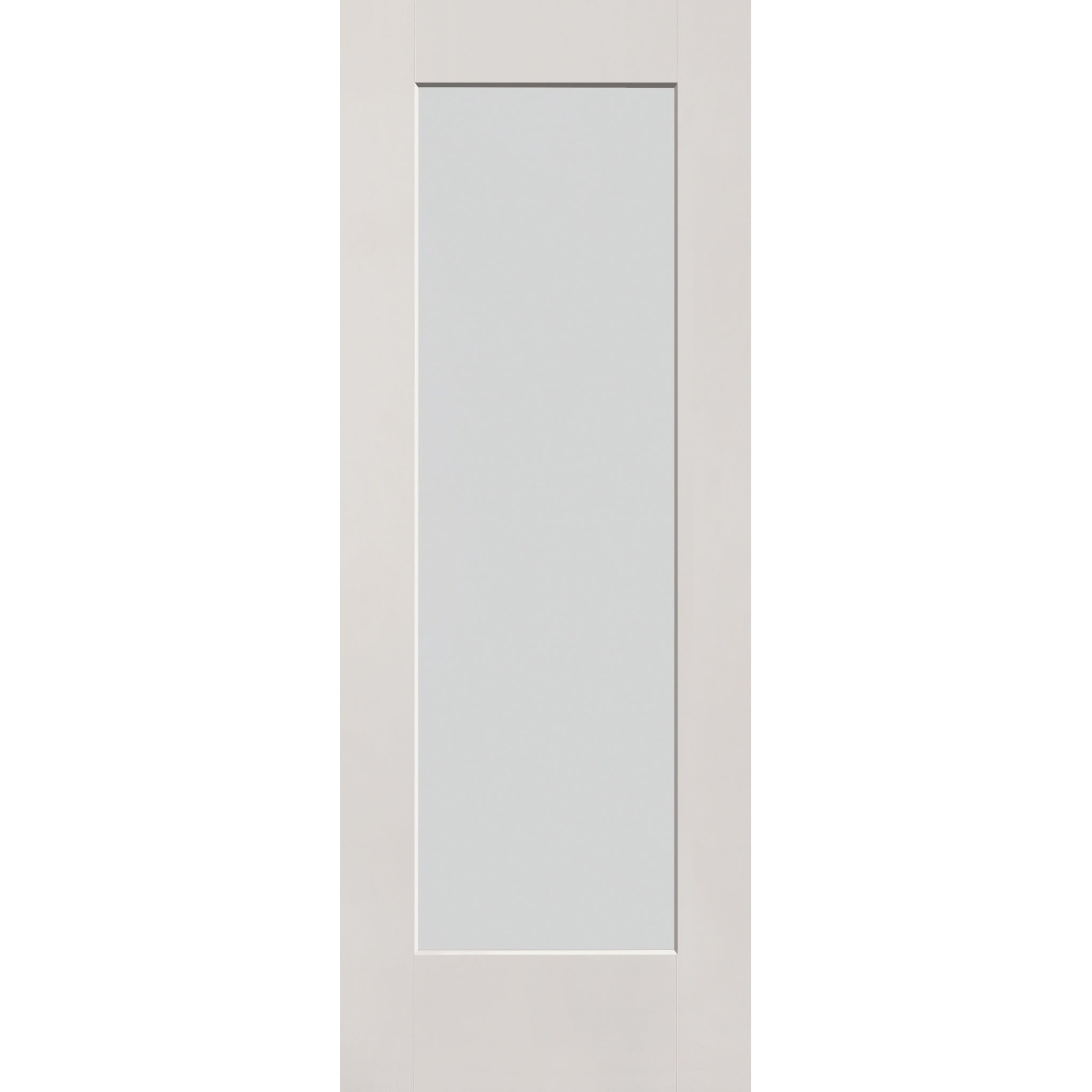 Frost flush glazed fiberglass entry door, full lite, 30" x 80", white satin smooth finish