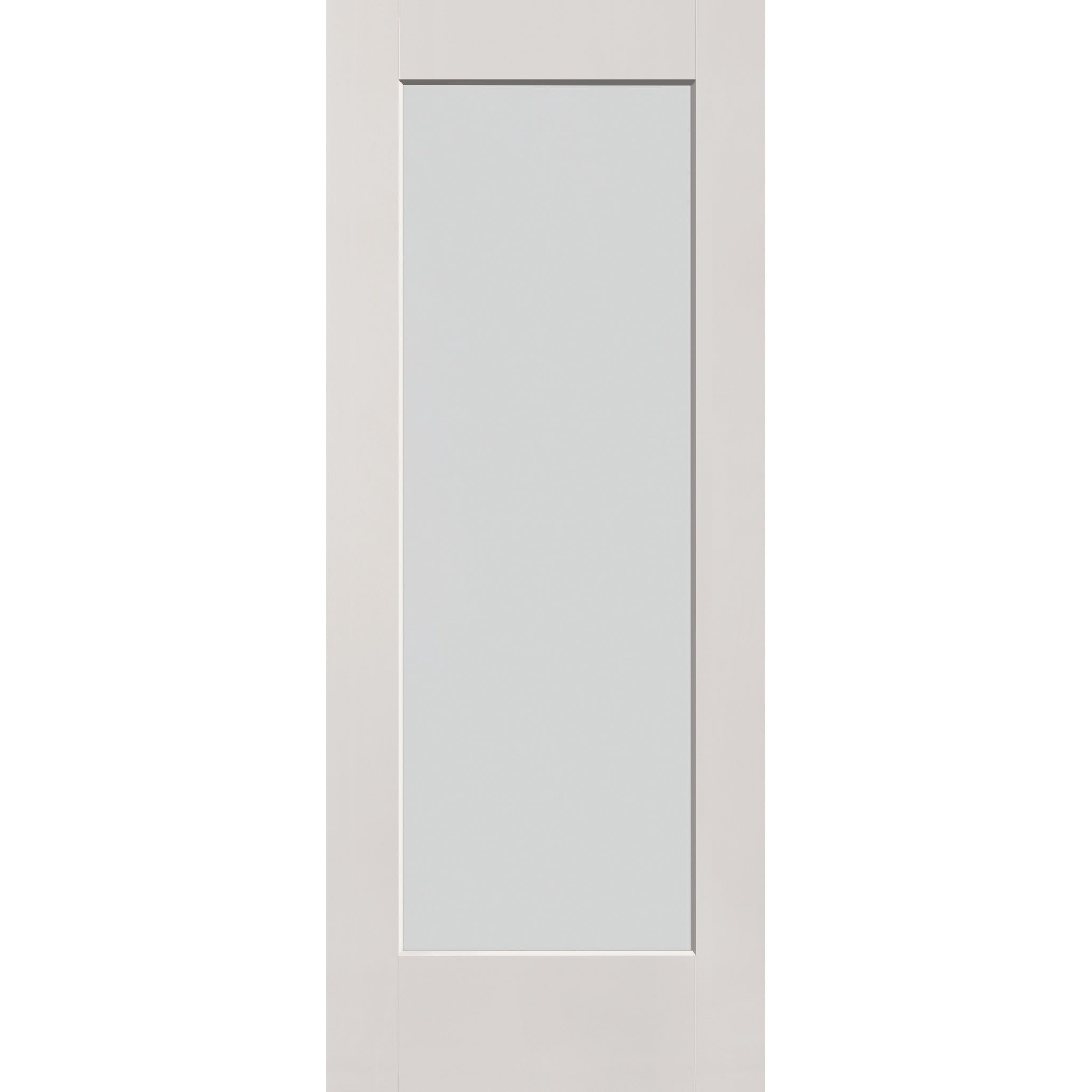 Frost flush glazed hurricane-rated fiberglass entry door, full lite, 32" x 80", white satin smooth finish