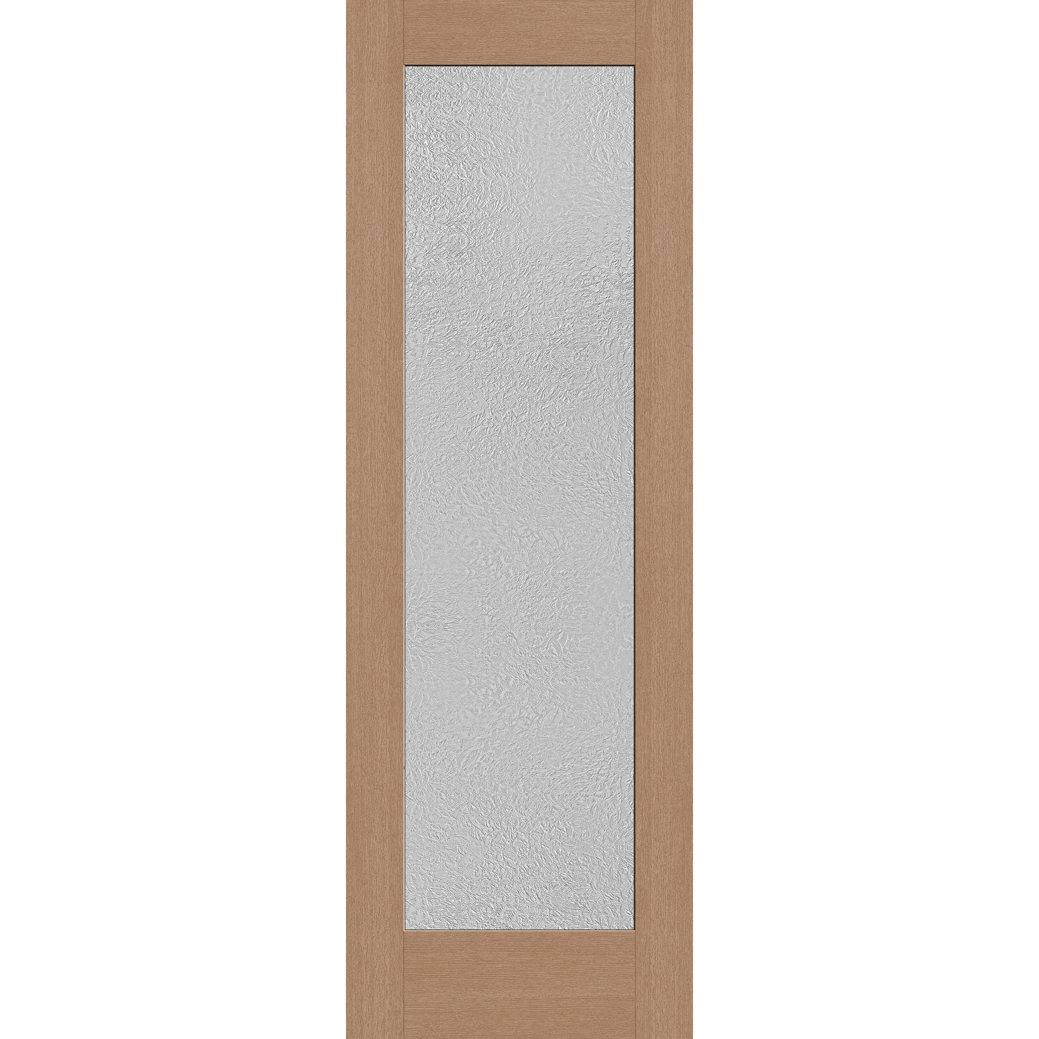 Micro-Granite flush glazed hurricane-rated fiberglass entry door, full lite, 32" x 96", tan woodgrain finish