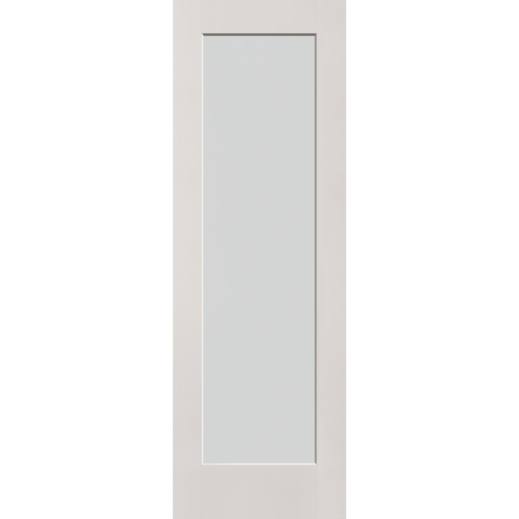 Frost flush glazed fiberglass entry door, full lite, 32" x 96", white satin smooth finish